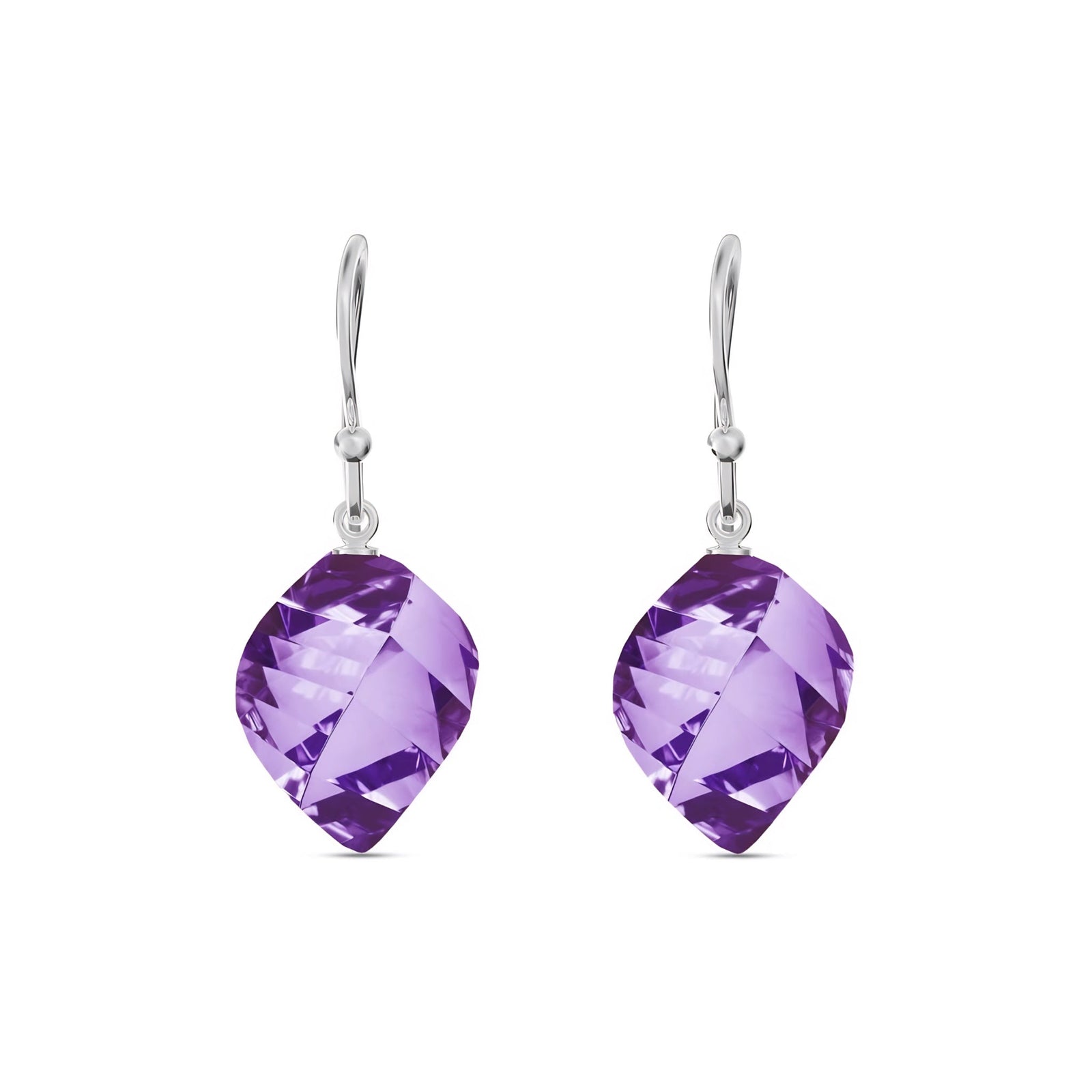 White Gold Earrings Amethyst 10K — Calliope