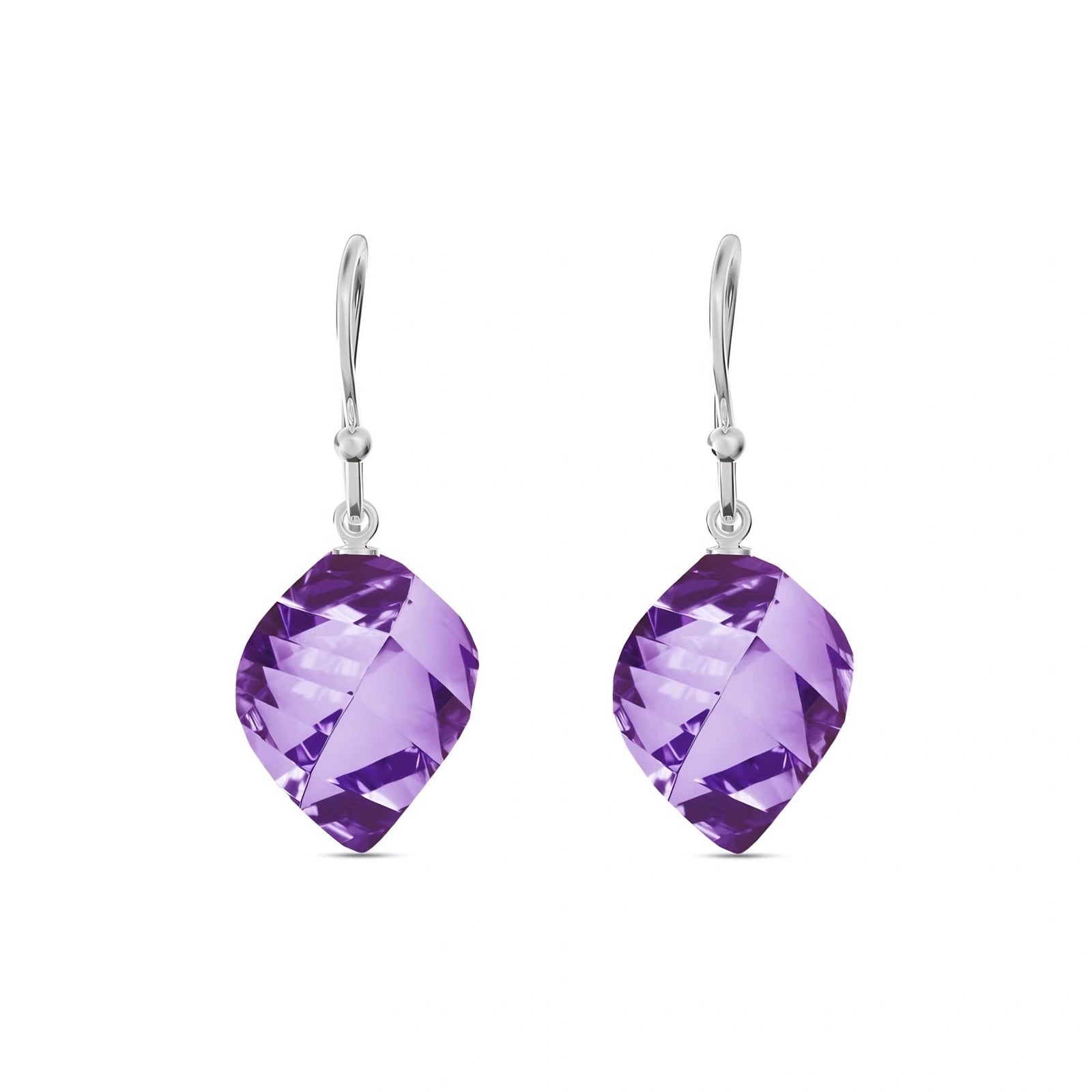 White Gold Earrings Amethyst 10K — Calliope
