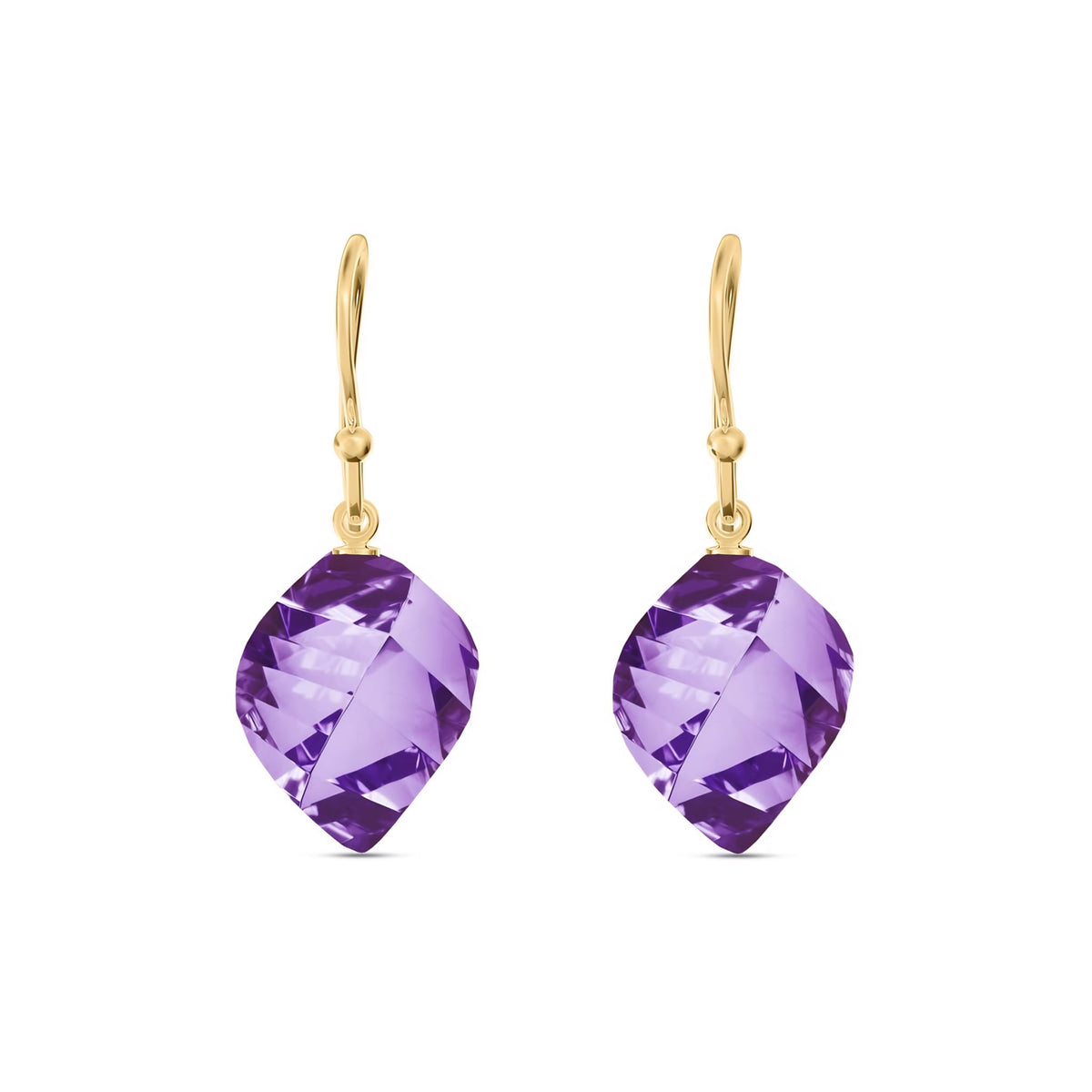 Yellow Gold Earrings Amethyst 10K — Calliope