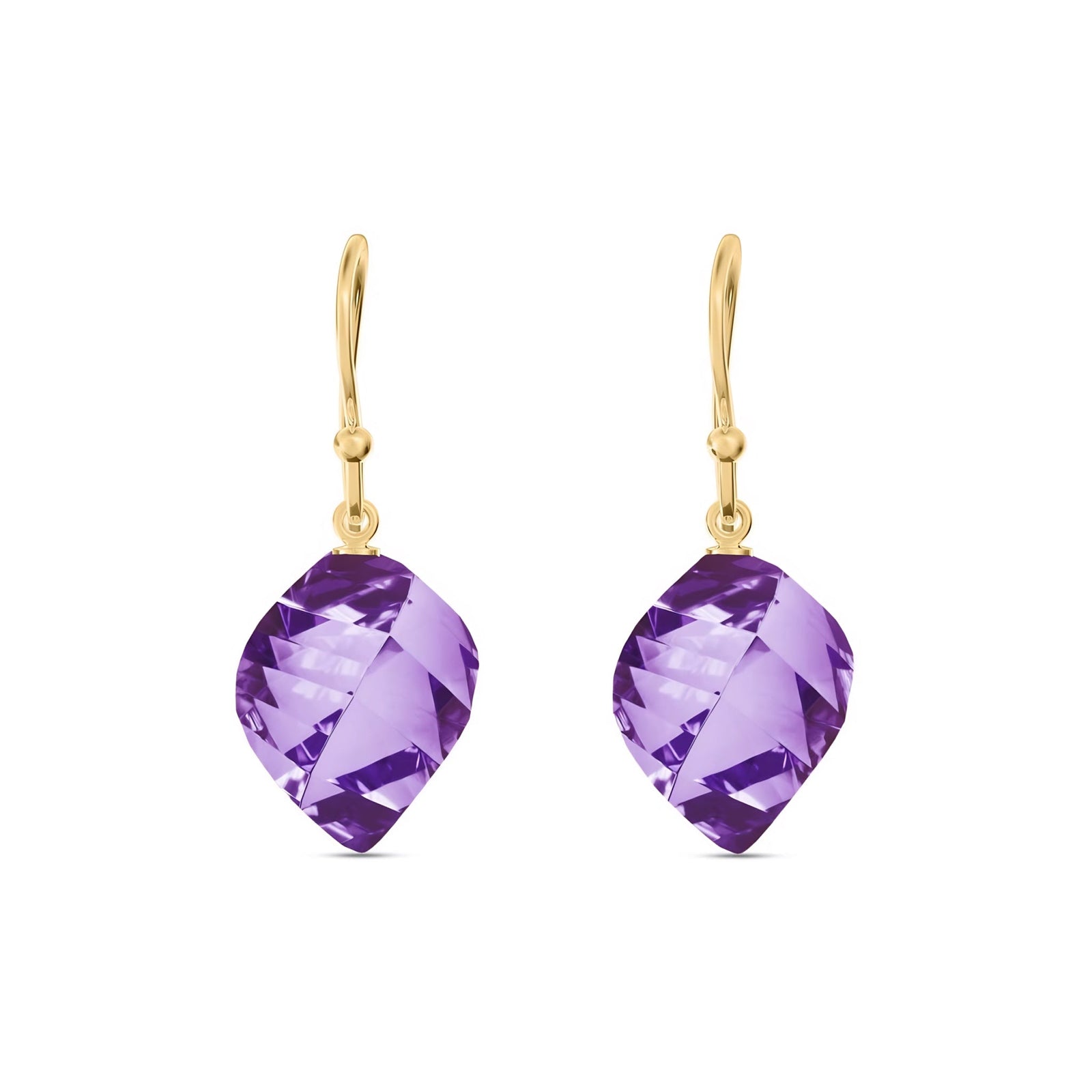 Yellow Gold Earrings Amethyst 10K — Calliope