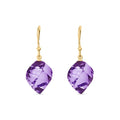 Yellow Gold Earrings Amethyst 10K — Calliope