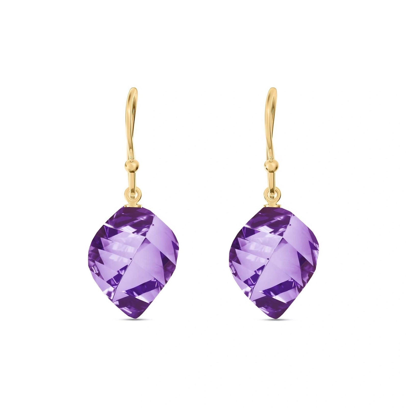 Yellow Gold Earrings Amethyst 10K — Calliope