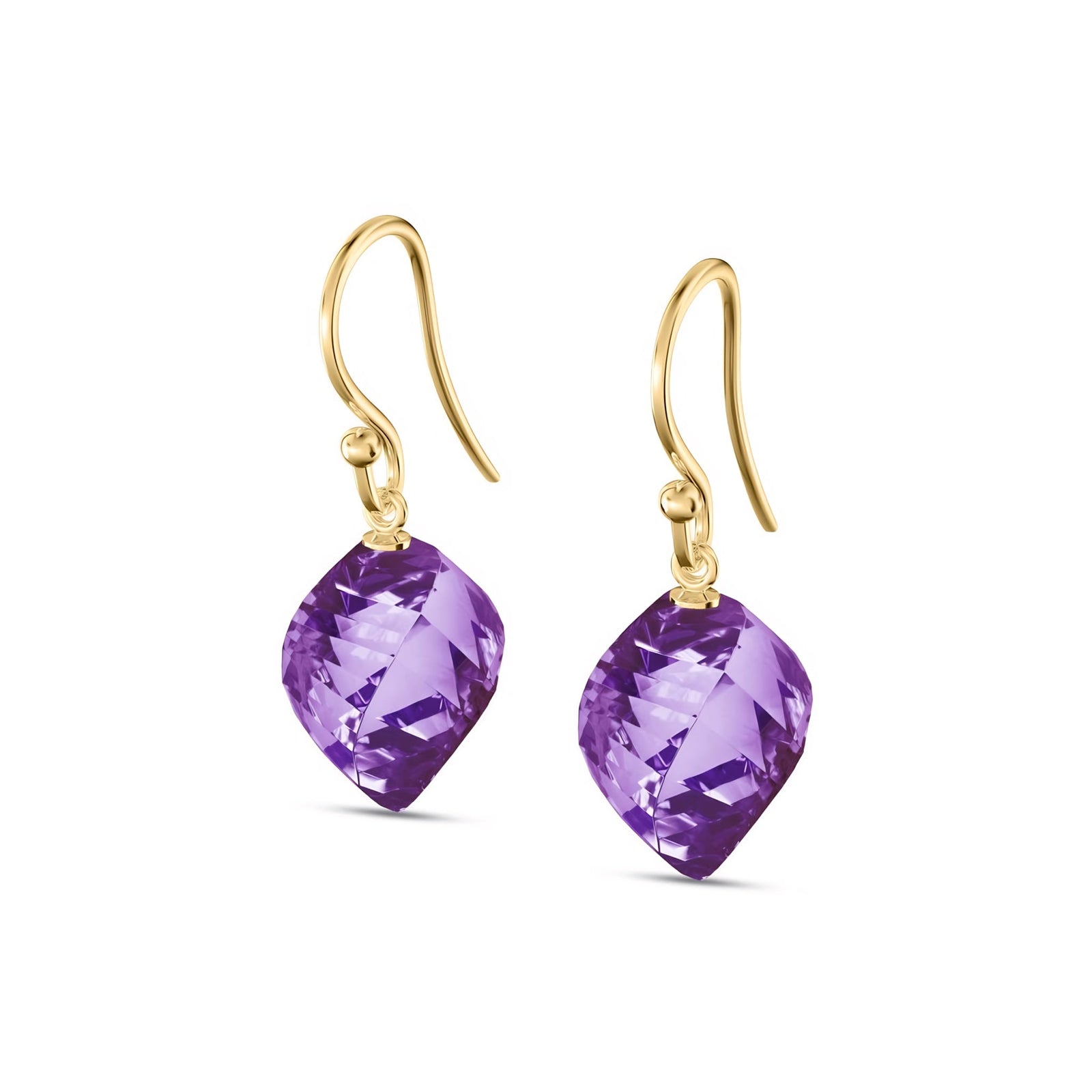 Yellow Gold Earrings Amethyst 10K — Calliope