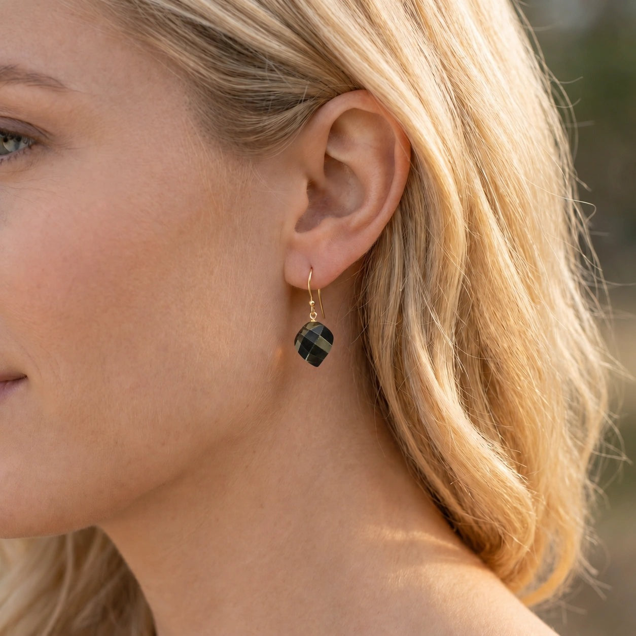 Yellow Gold Earrings Spinel 10K — Calliope