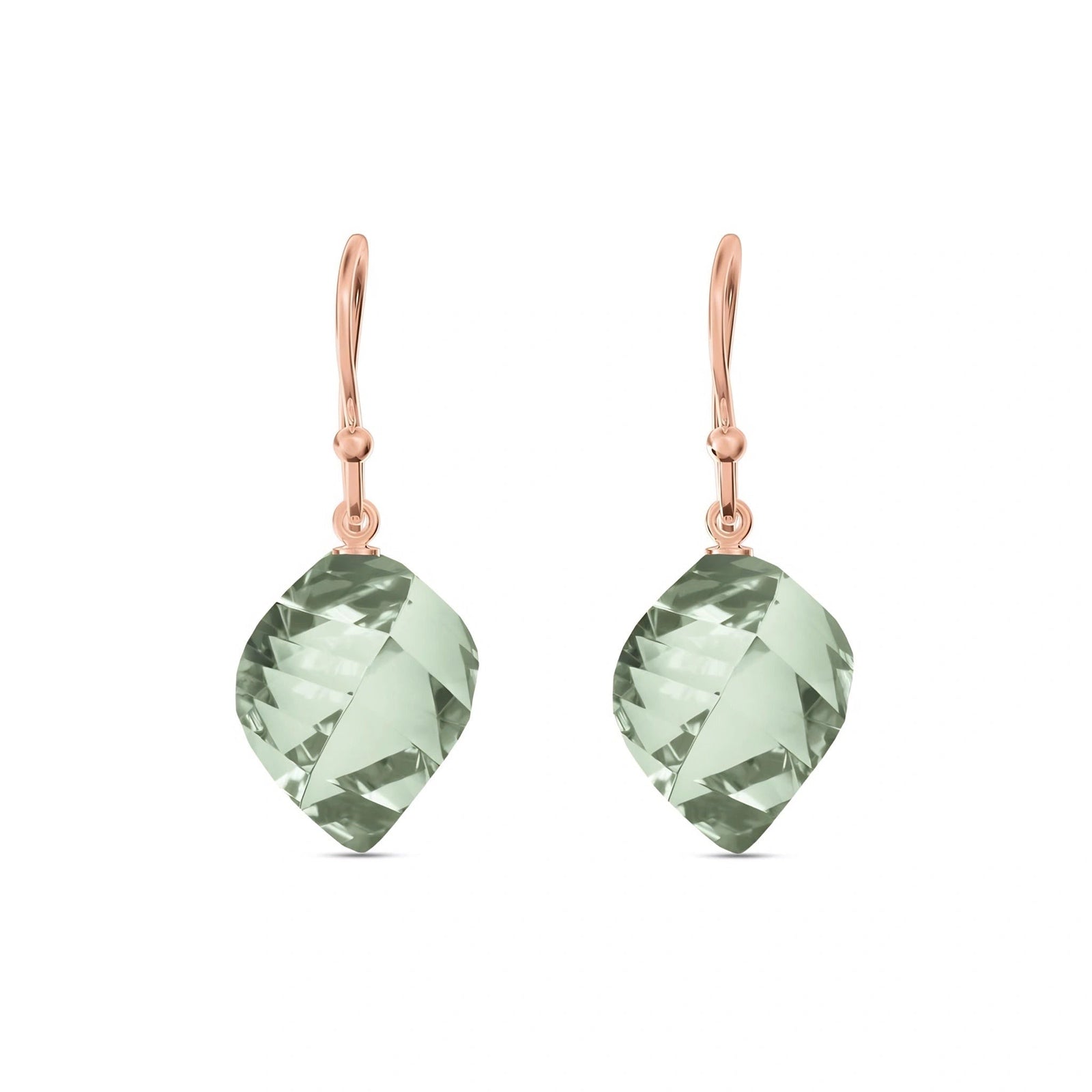 Rose Gold Earrings Green Amethyst 10K — Calliope