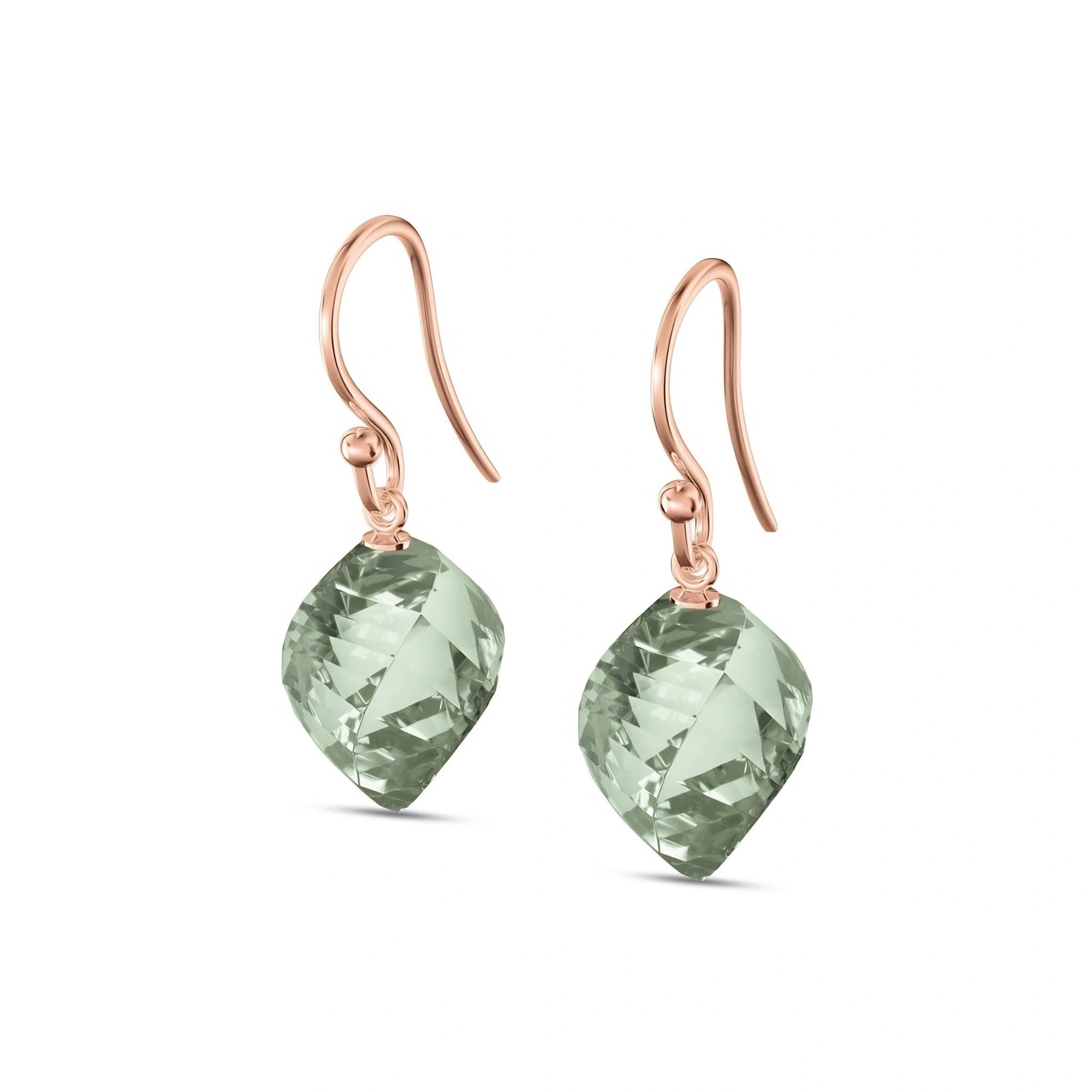 Rose Gold Earrings Green Amethyst 10K — Calliope