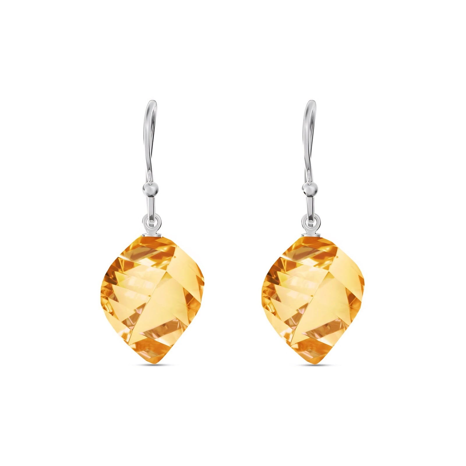 White Gold Earrings Green Amethyst 10K — Calliope
