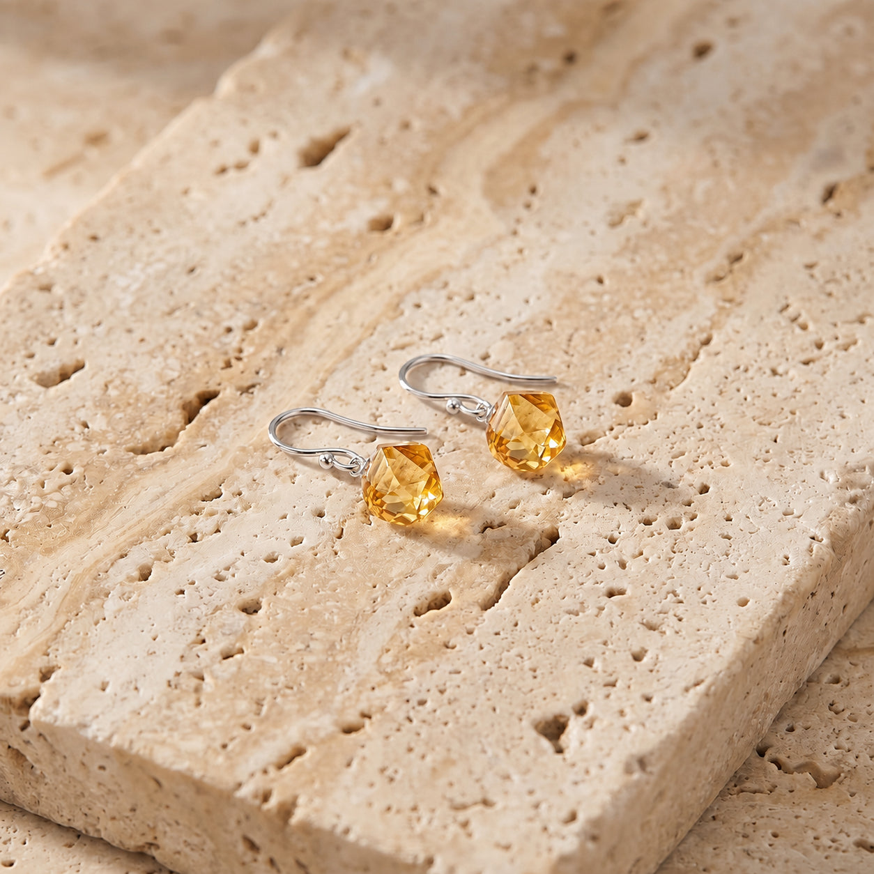 White Gold Earrings Green Amethyst 10K — Calliope