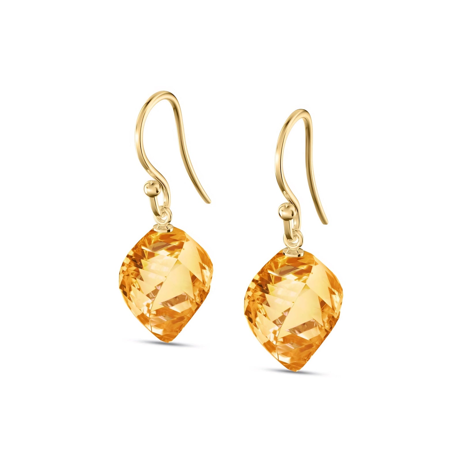 Yellow Gold Earrings Green Amethyst 10K — Calliope