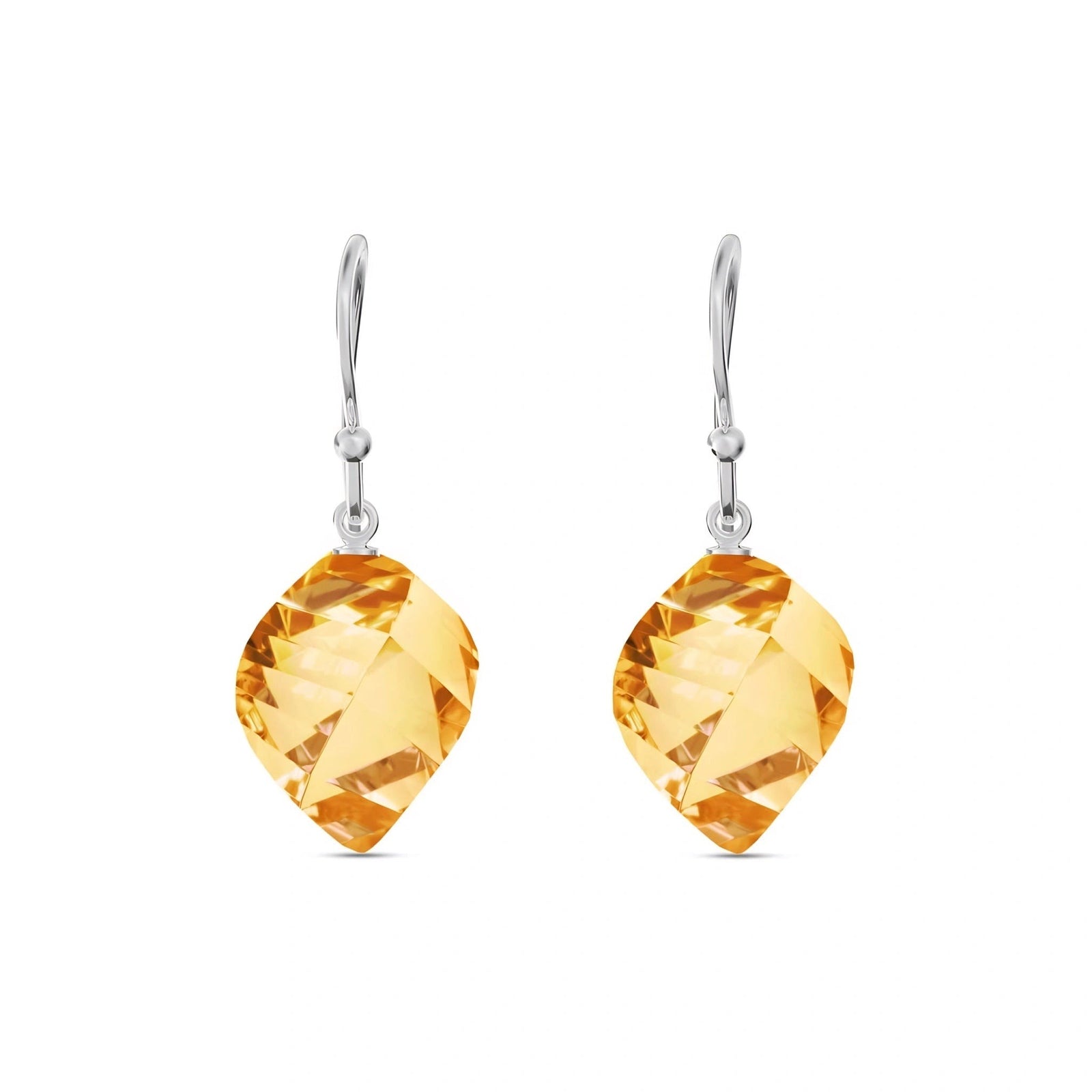 White Gold Earrings Citrine 10K — Calliope