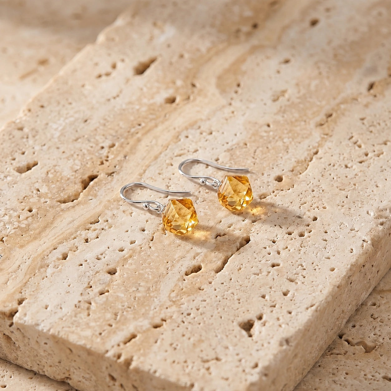 White Gold Earrings Citrine 10K — Calliope