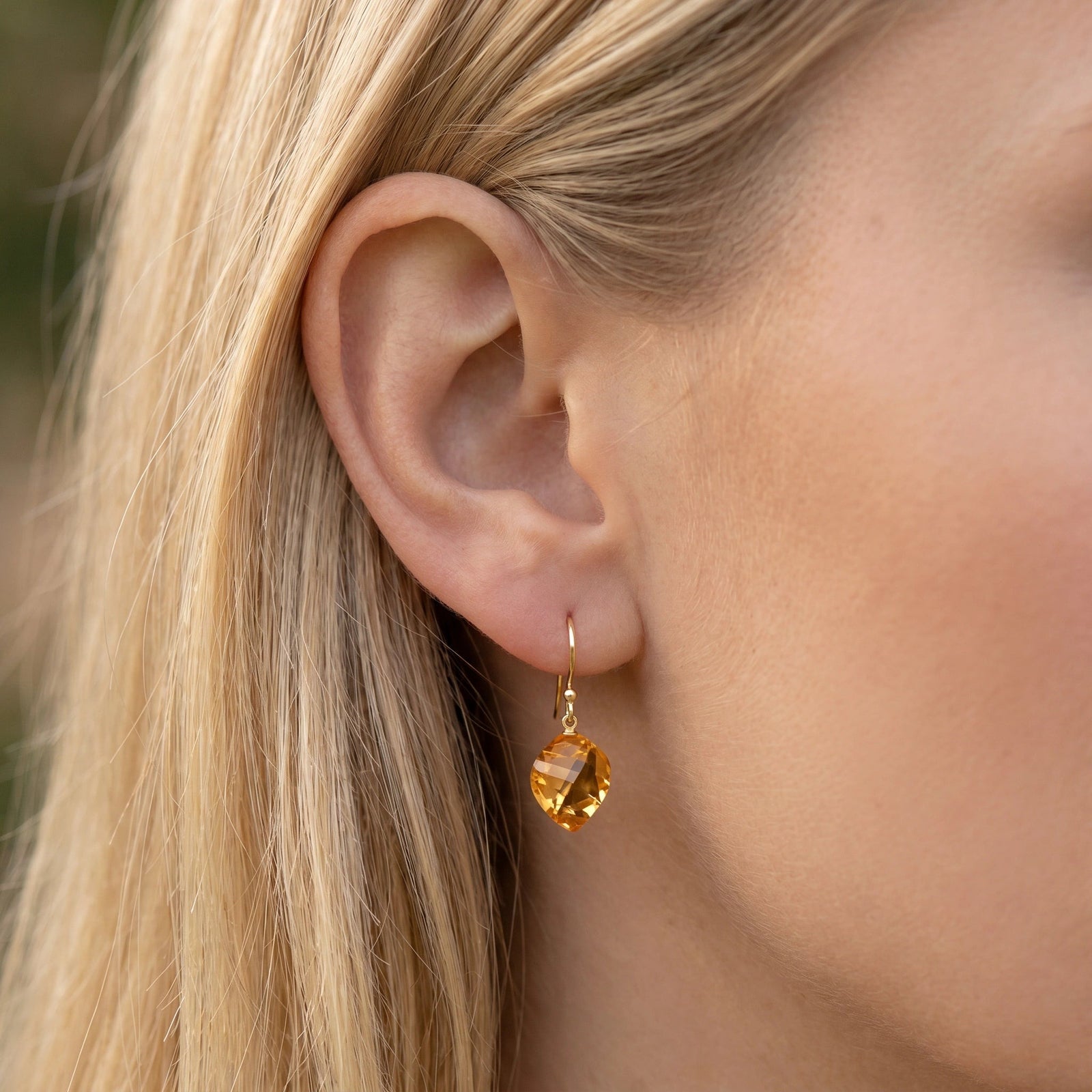 Yellow Gold Earrings Citrine 10K — Calliope