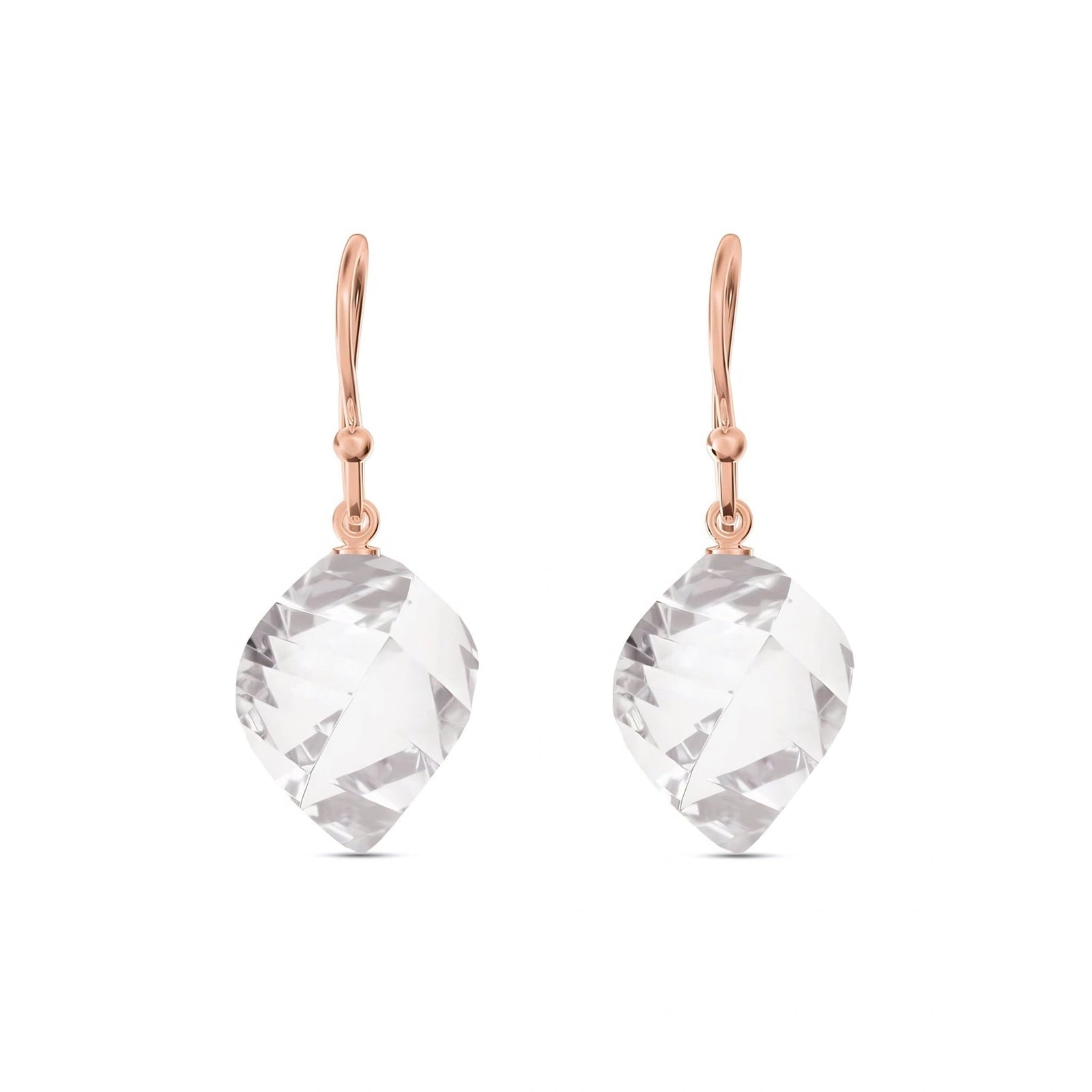 Rose Gold Earrings White Topaz 10K — Calliope
