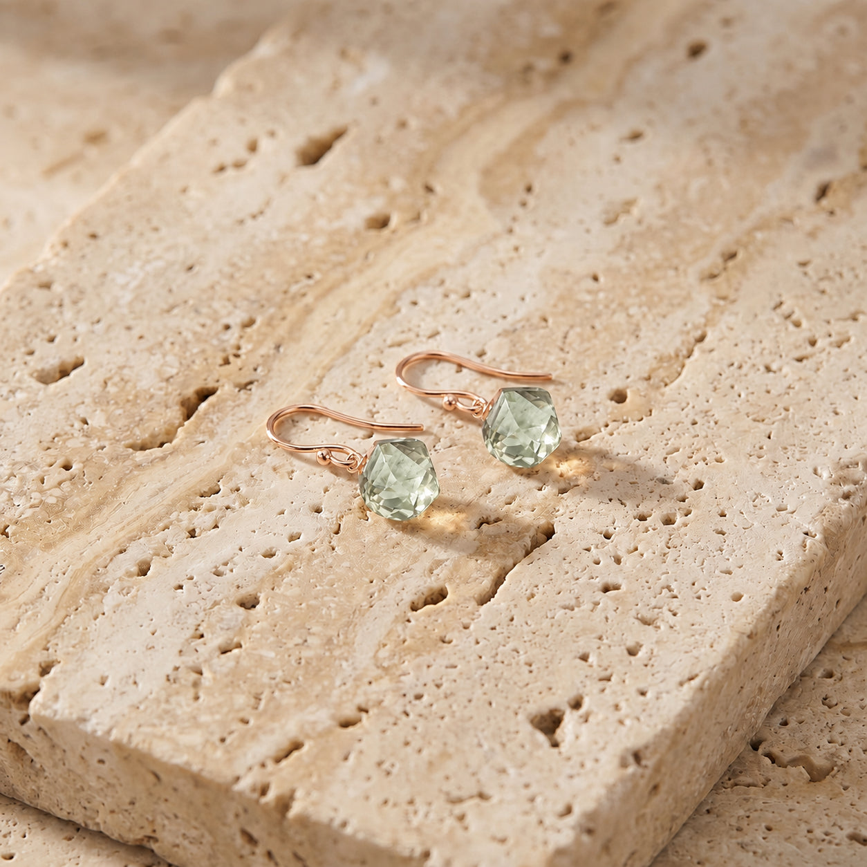 Rose Gold Earrings White Topaz 10K — Calliope