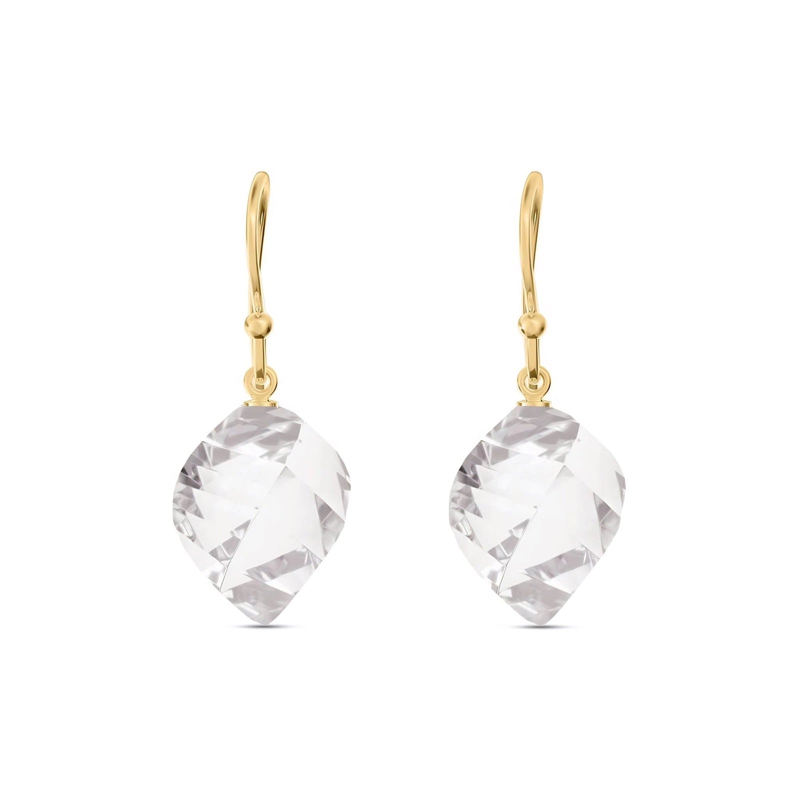 Yellow Gold Earrings White Topaz 10K — Calliope