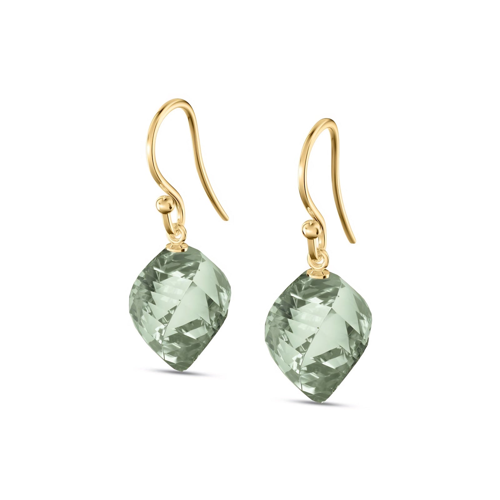 Yellow Gold Earrings White Topaz 10K — Calliope