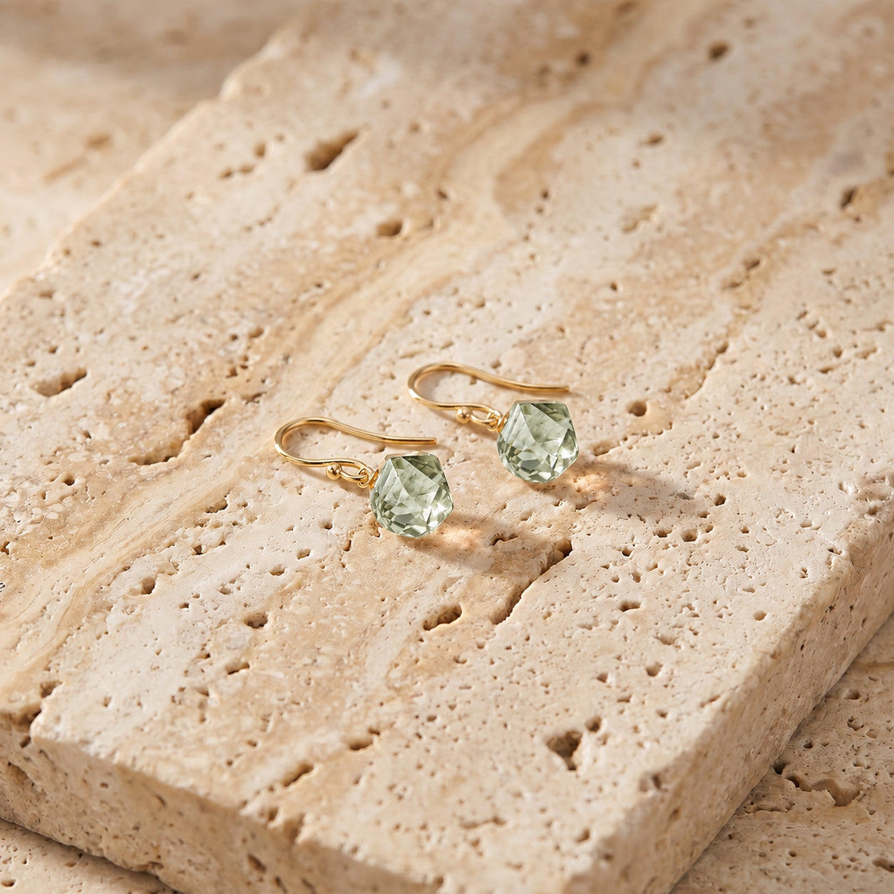 Yellow Gold Earrings White Topaz 10K — Calliope