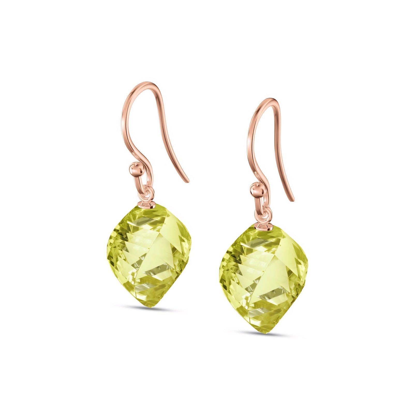 Rose Gold Earrings Lemon Quartz 10K — Calliope