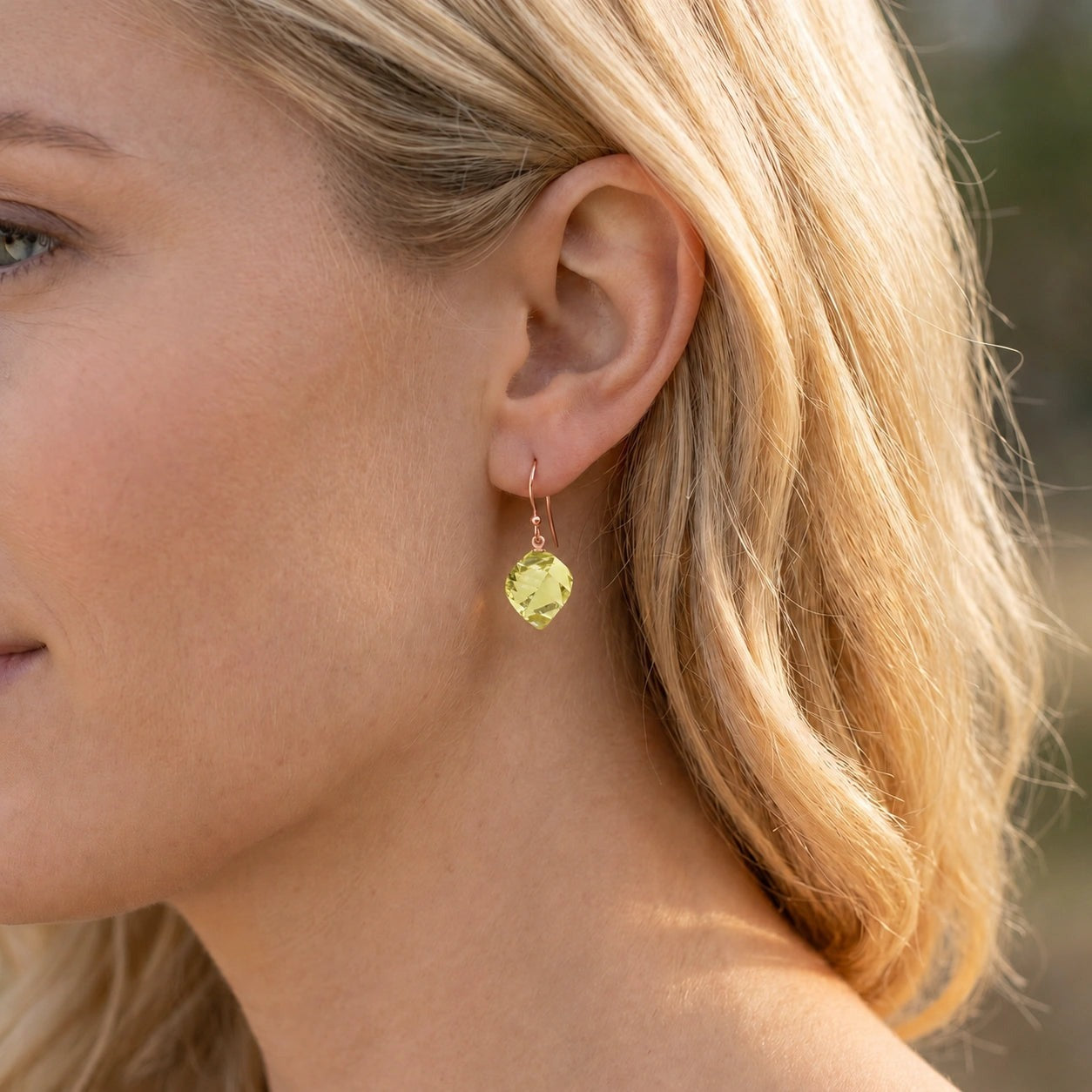 Rose Gold Earrings Lemon Quartz 10K — Calliope