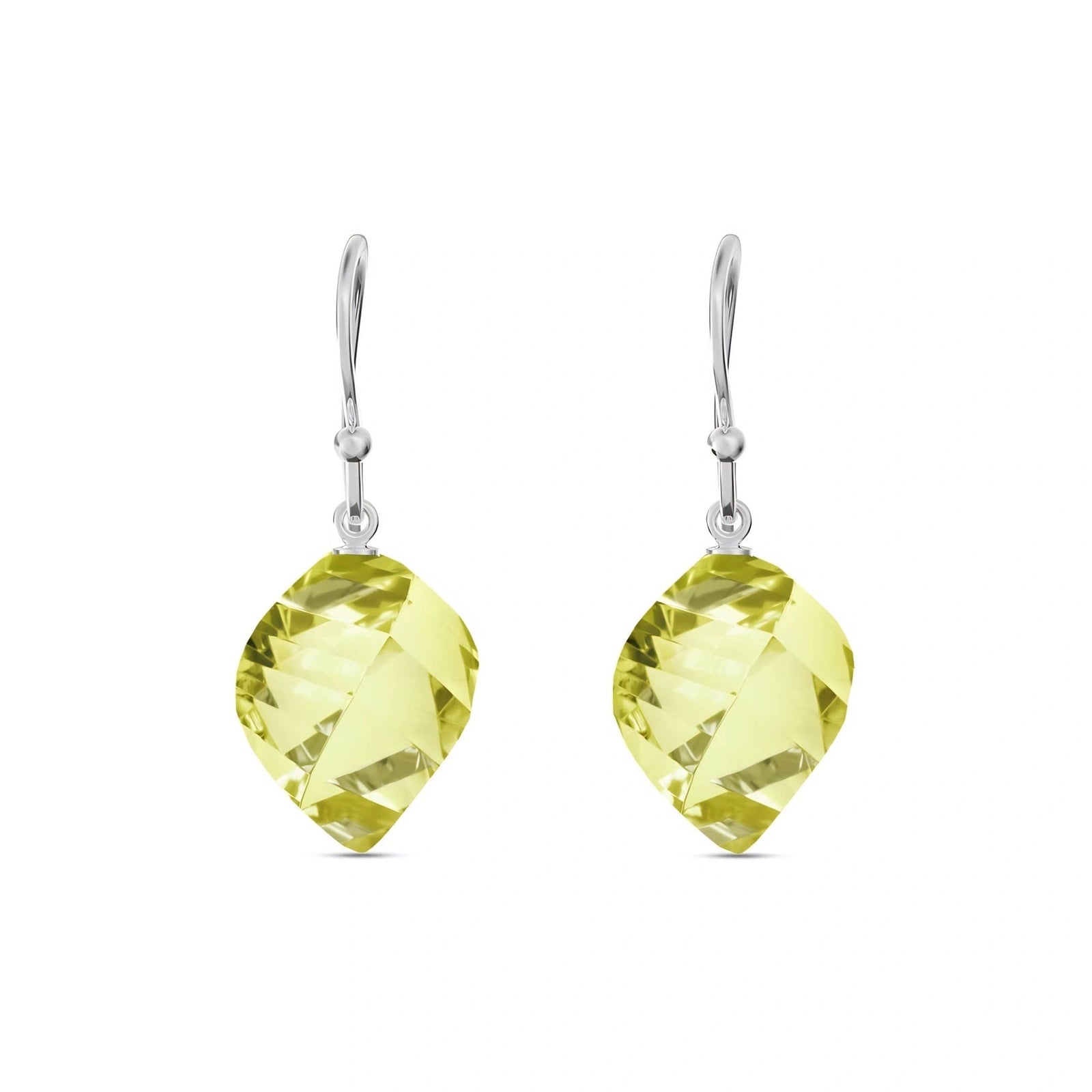 White Gold Earrings Lemon Quartz 10K — Calliope