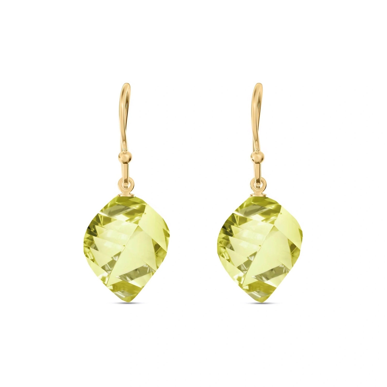 Yellow Gold Earrings Lemon Quartz 10K — Calliope