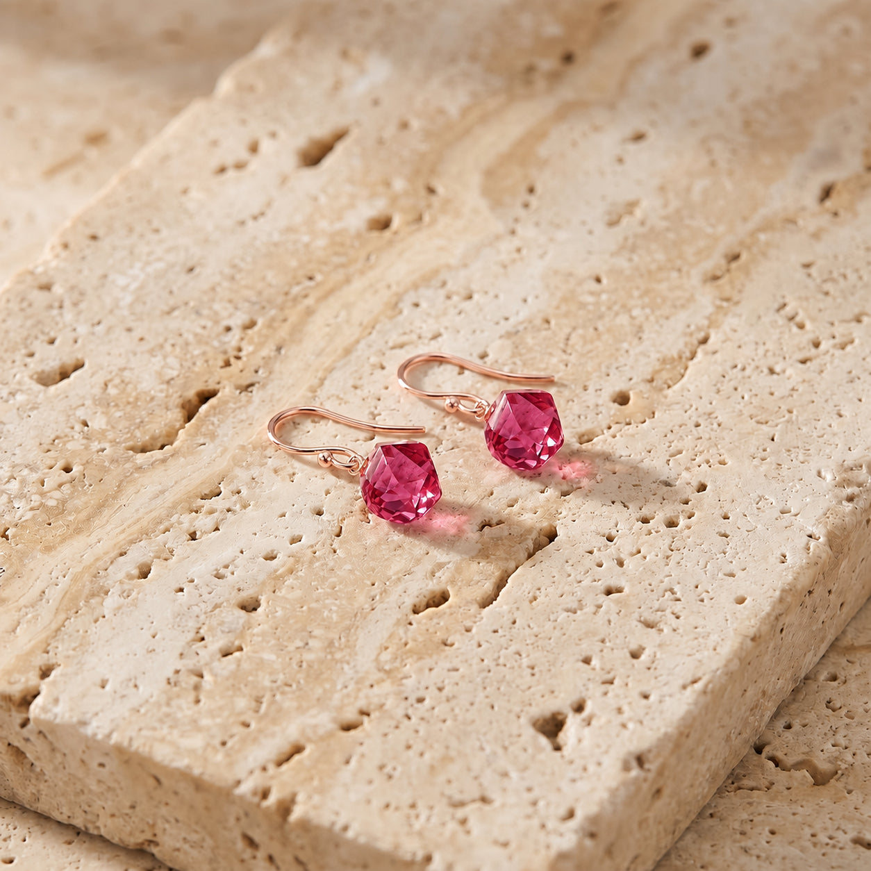 Rose Gold Earrings Blue Topaz 10K — Calliope