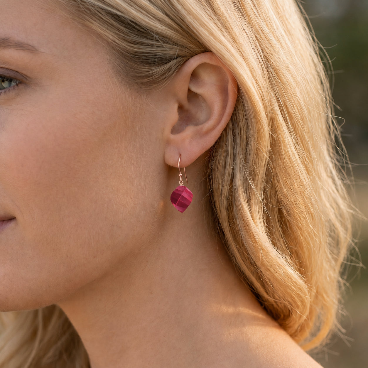 Rose Gold Earrings Blue Topaz 10K — Calliope