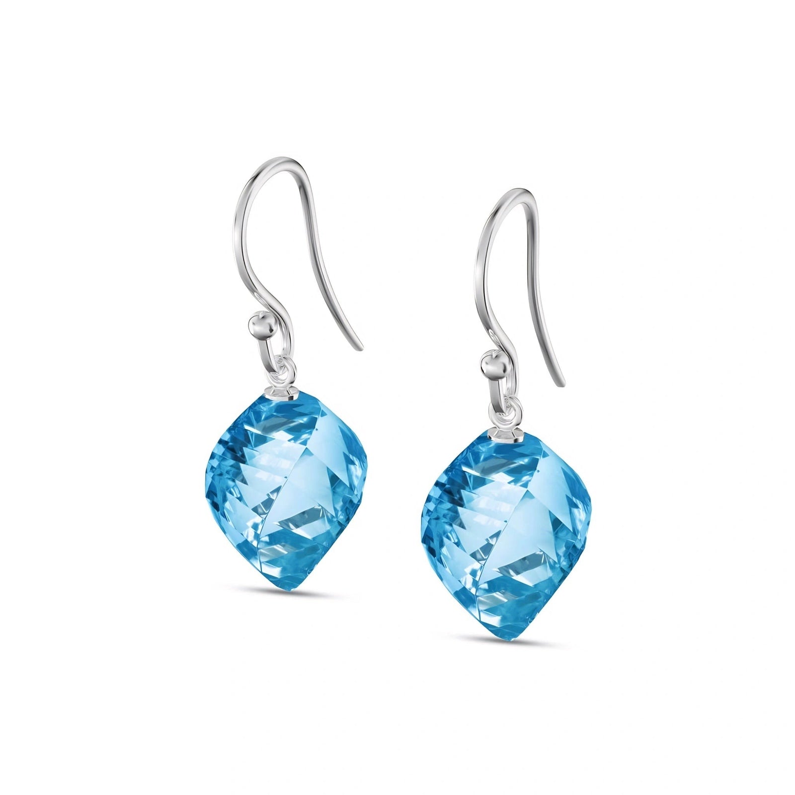 White Gold Earrings Blue Topaz 10K — Calliope