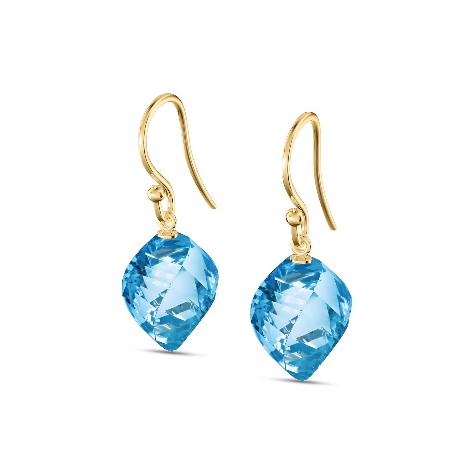 Yellow Gold Earrings Blue Topaz 10K — Calliope