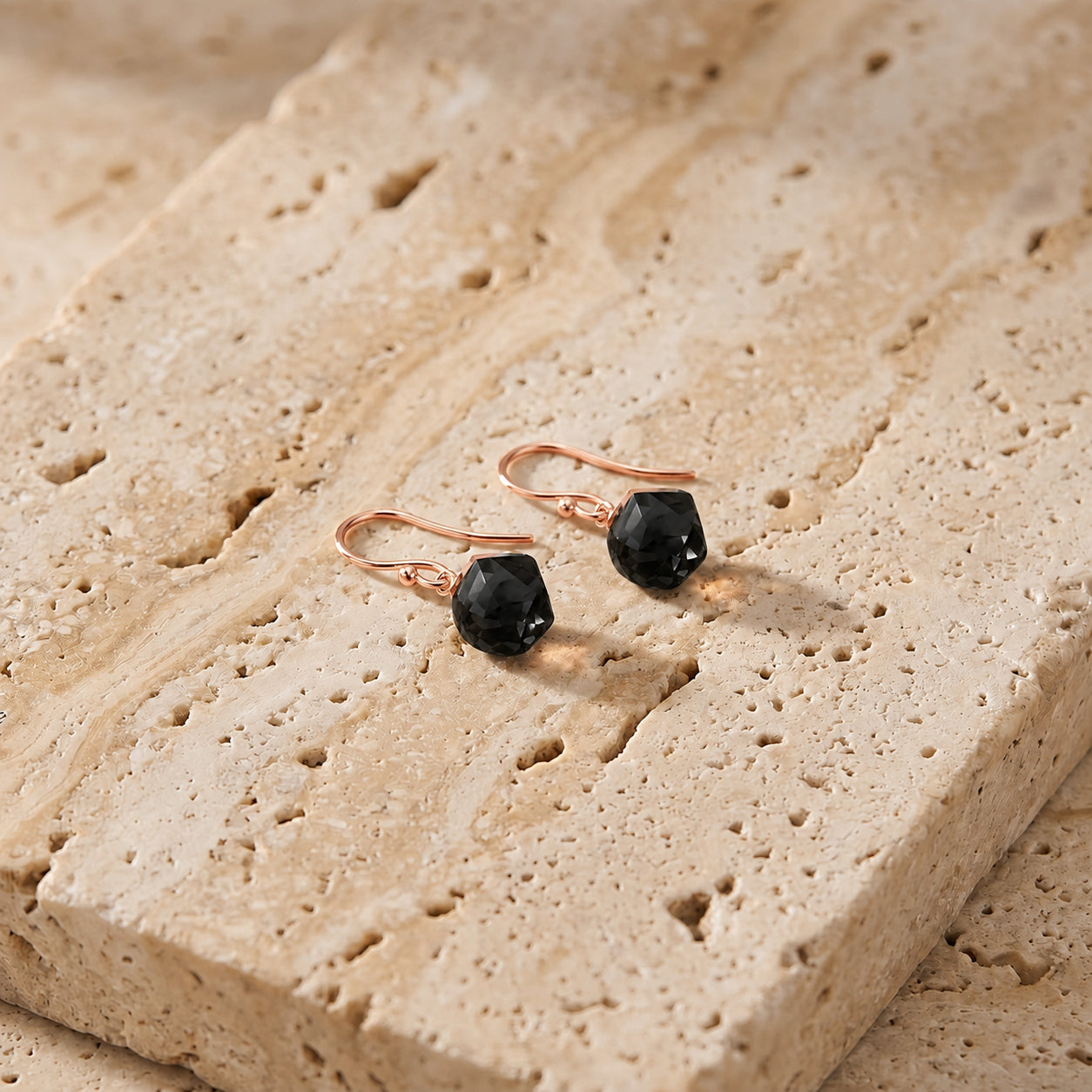 Rose Gold Earrings Sapphire 10K — Calliope