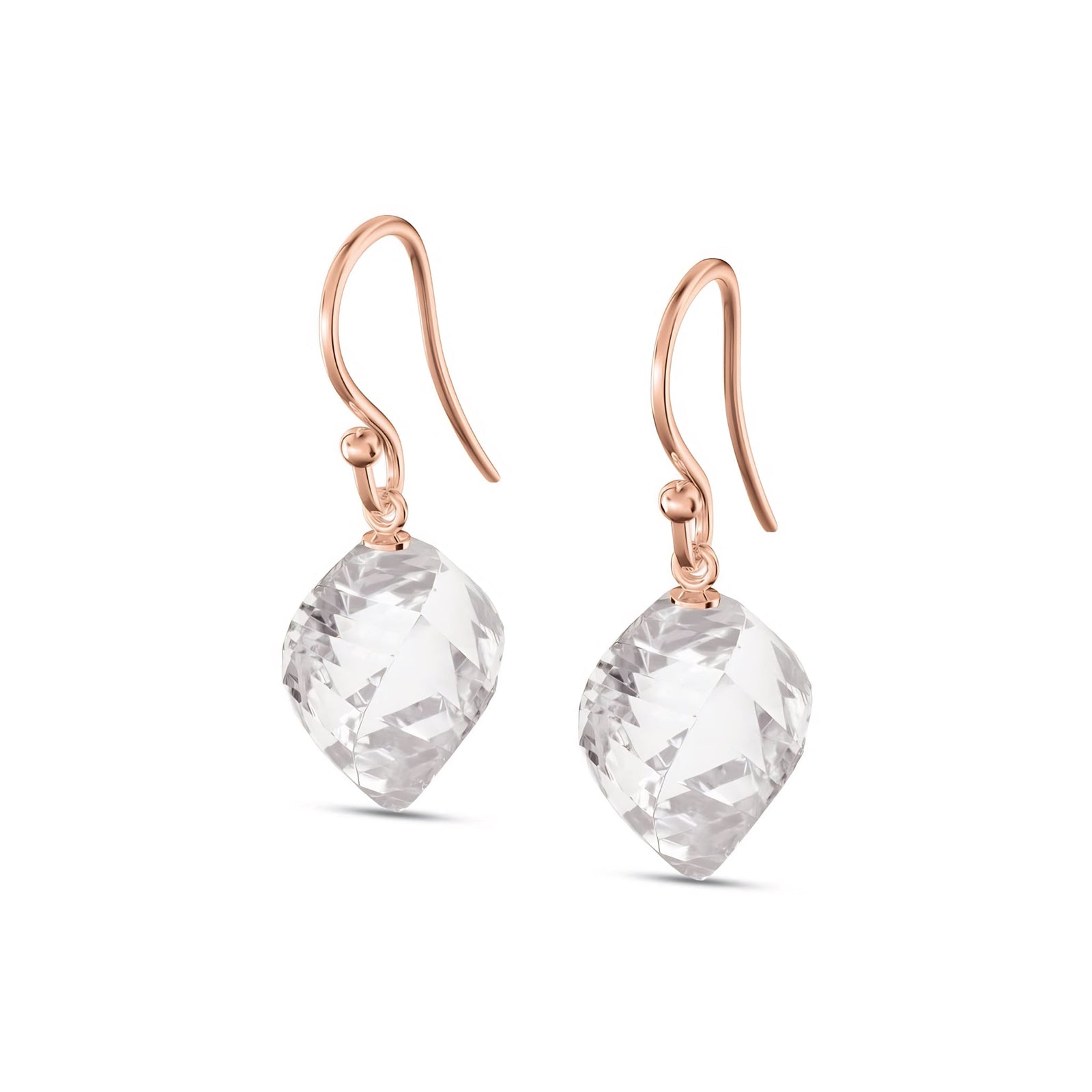 Rose Gold Earrings Emerald 10K — Calliope