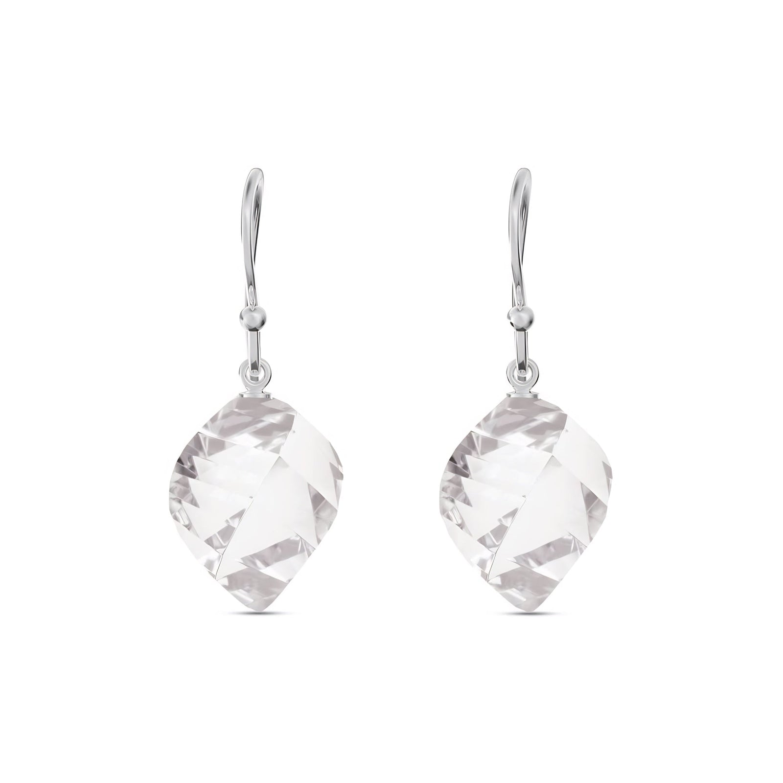 White Gold Earrings Emerald 10K — Calliope
