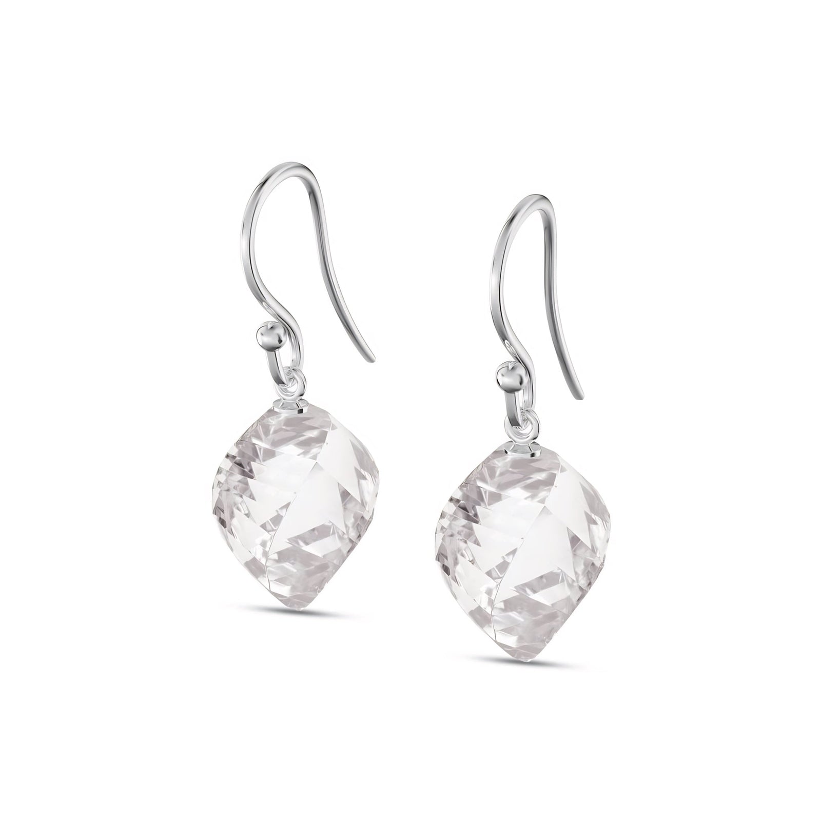 White Gold Earrings Emerald 10K — Calliope