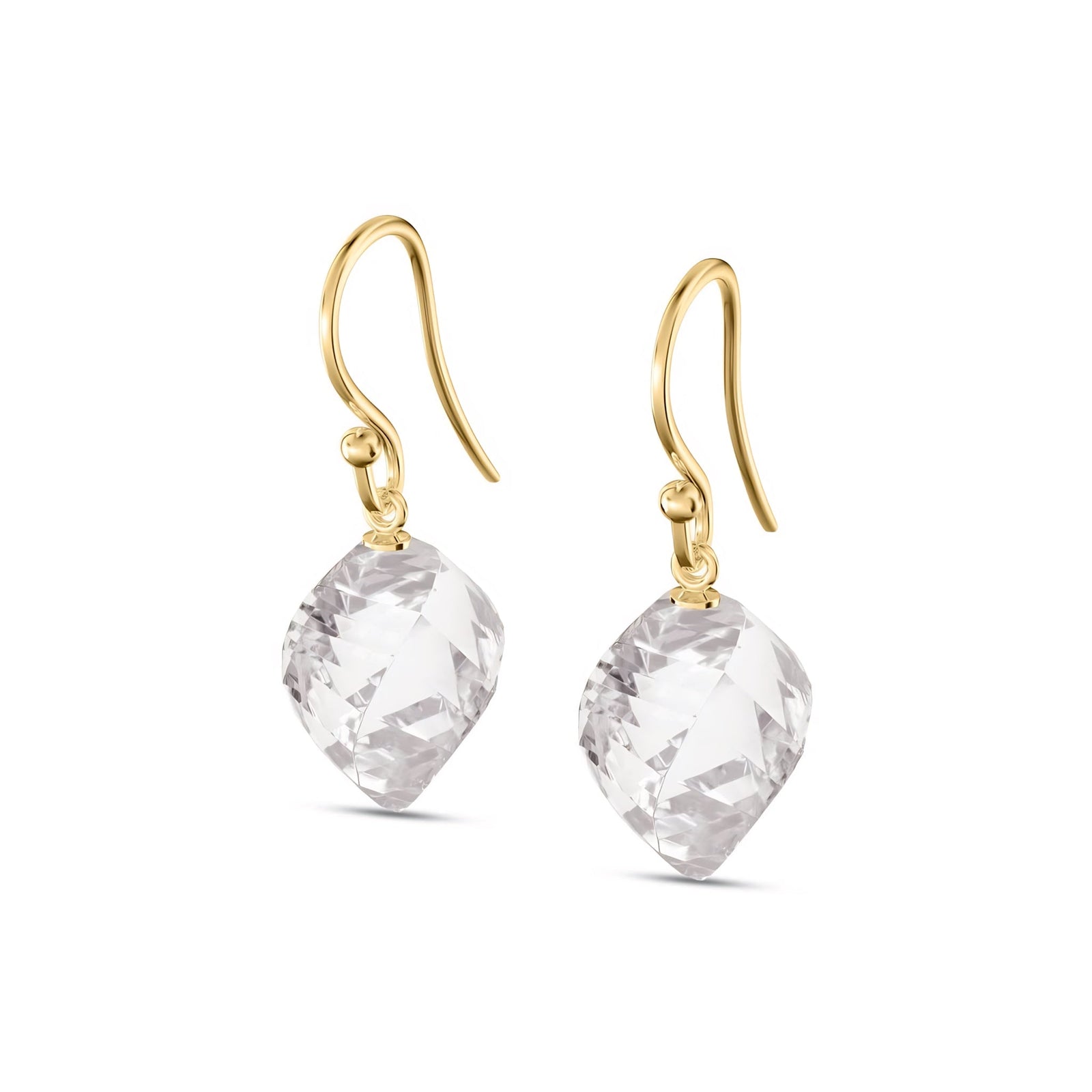 Yellow Gold Earrings Emerald 10K — Calliope