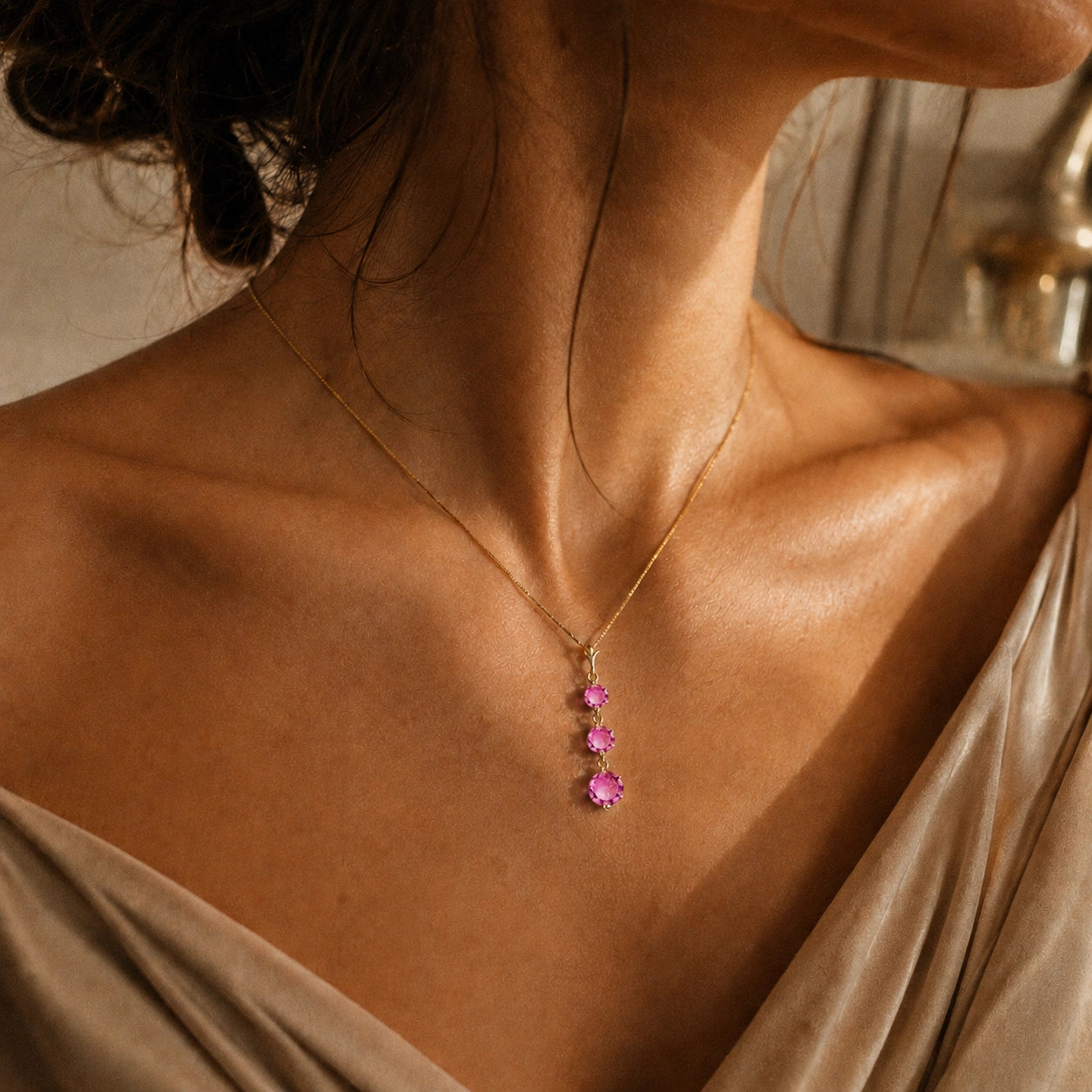 Yellow Gold Pink Topaz — Leonilde