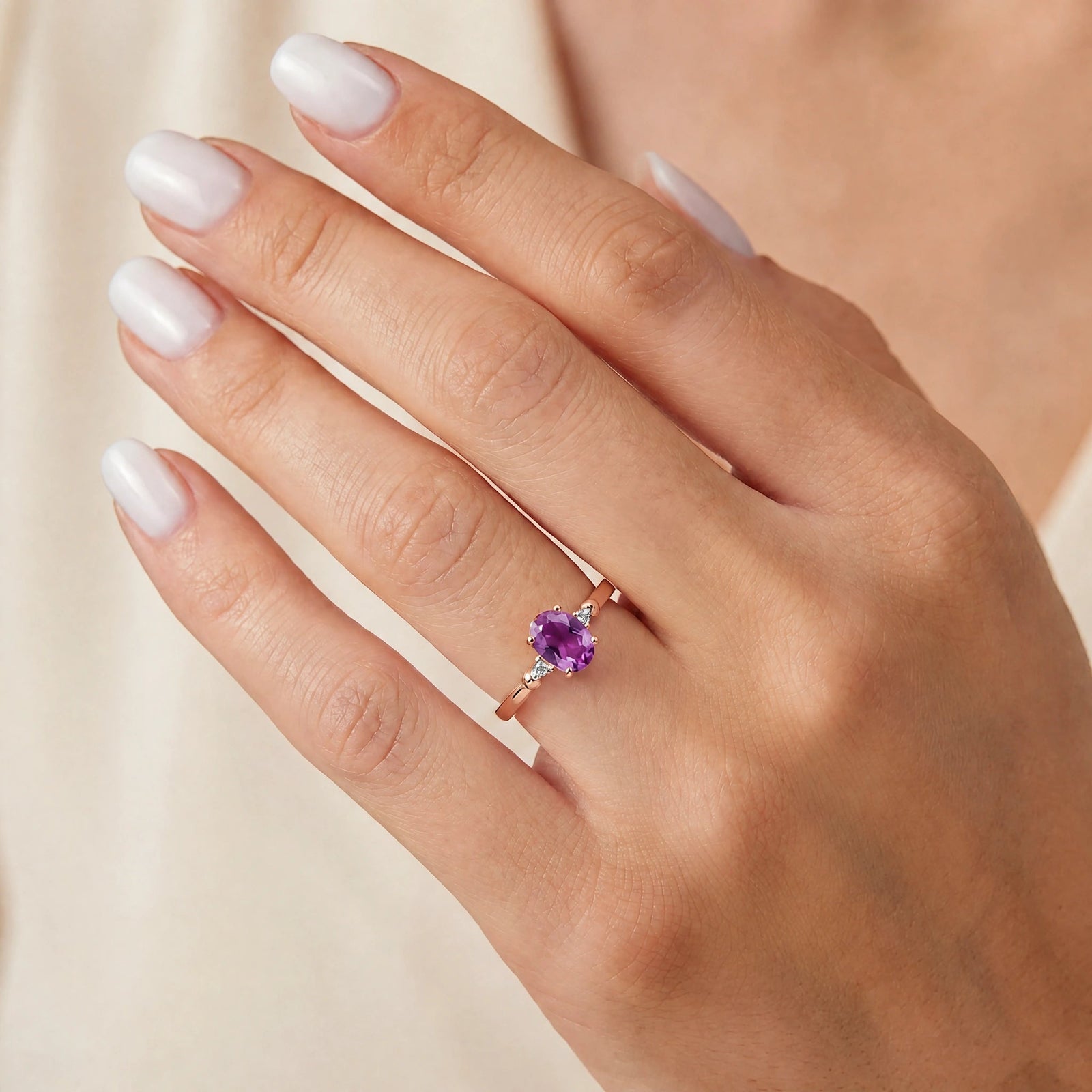 Rose Gold Diamond & Amethyst — Leontina
