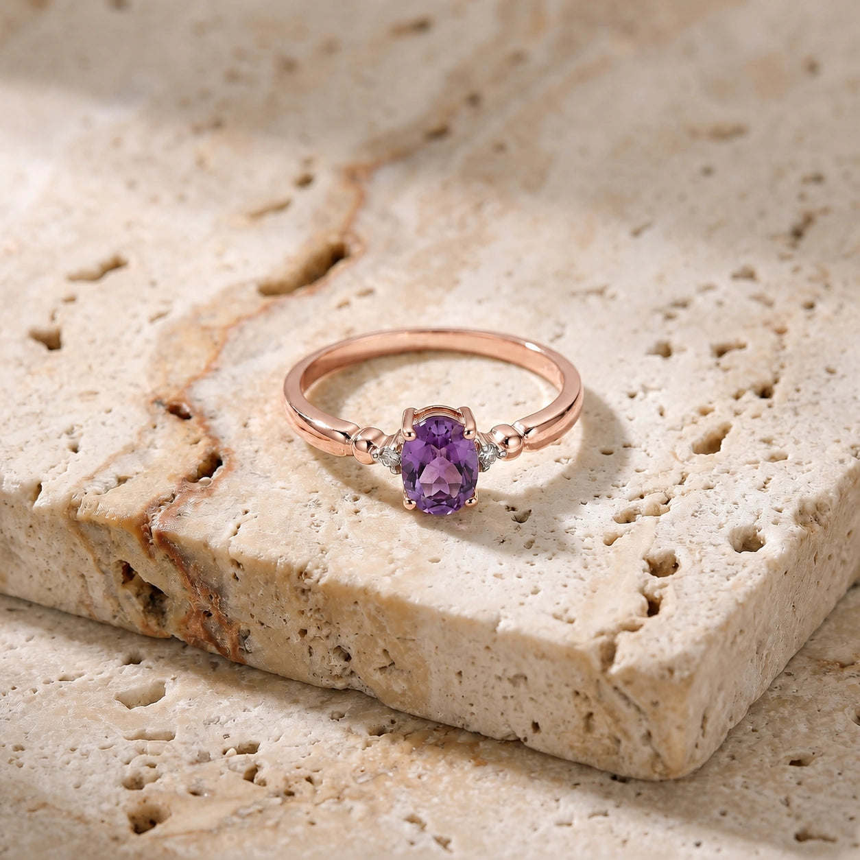 Rose Gold Diamond & Amethyst — Leontina