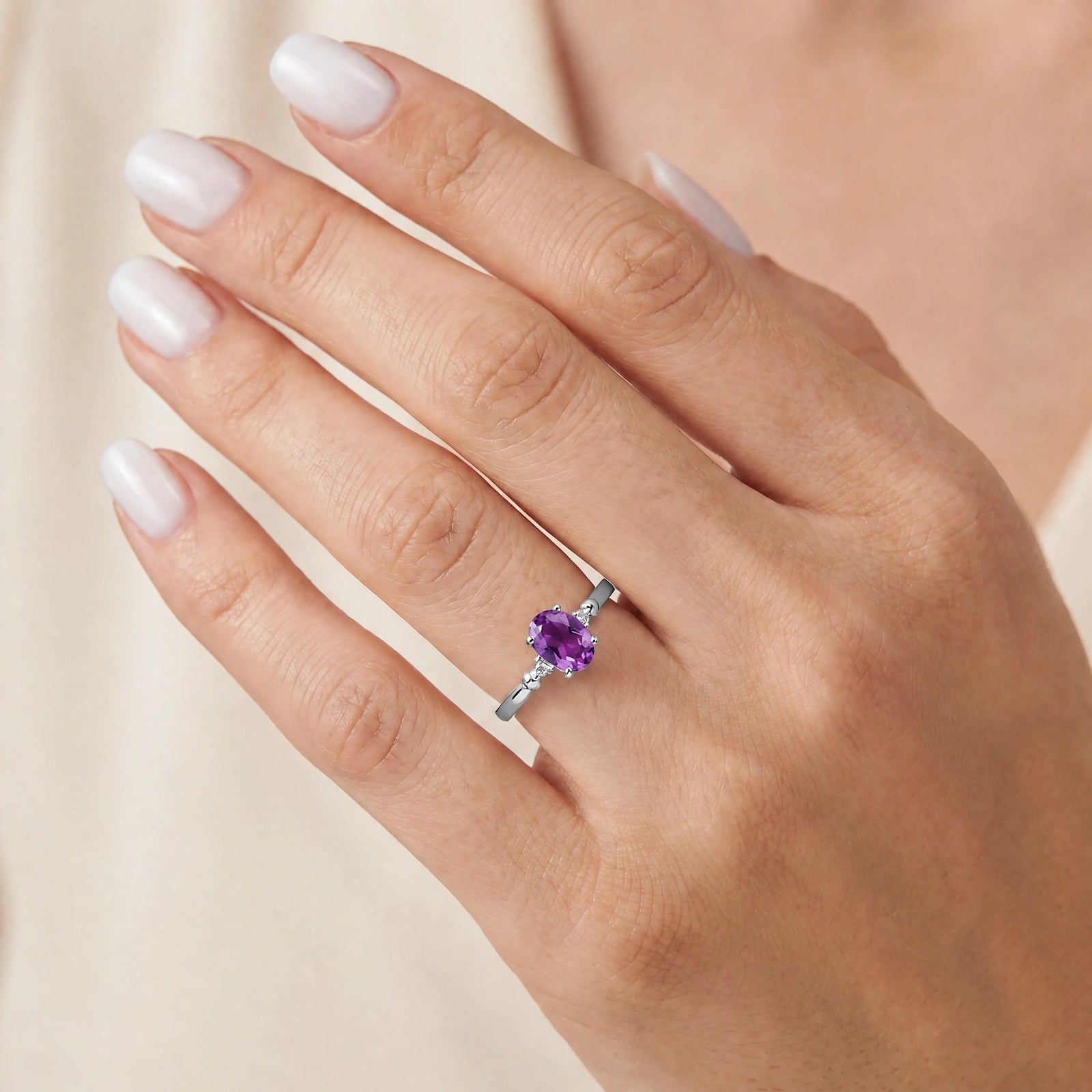 White Gold Diamond & Amethyst — Leontina