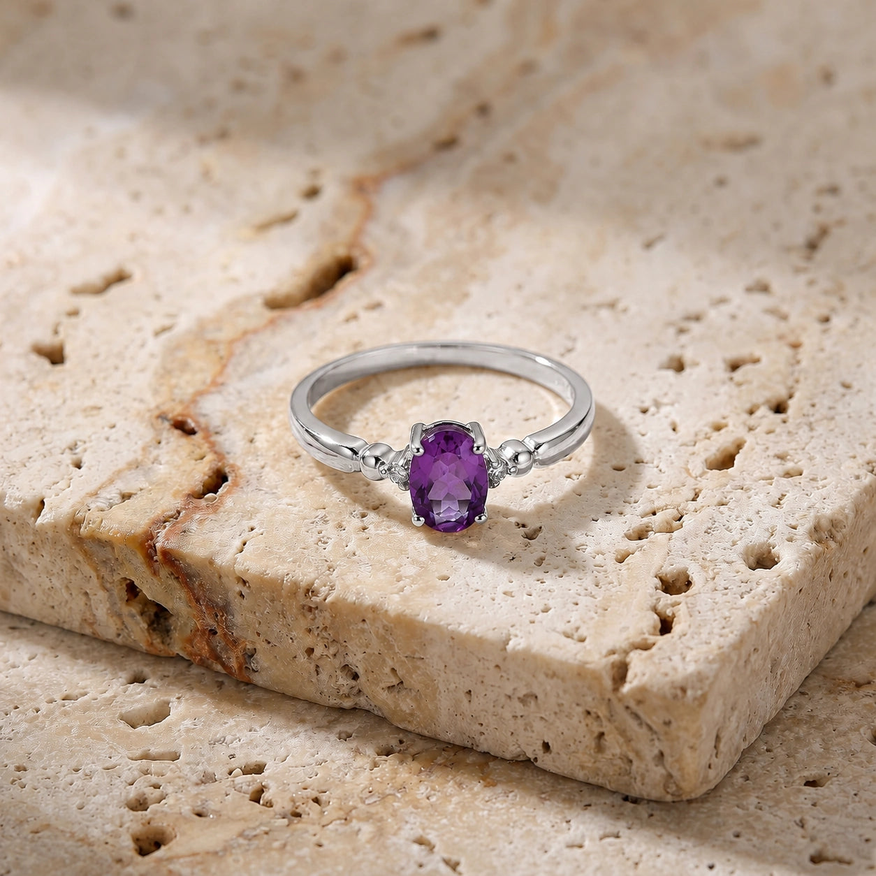 White Gold Diamond & Amethyst — Leontina