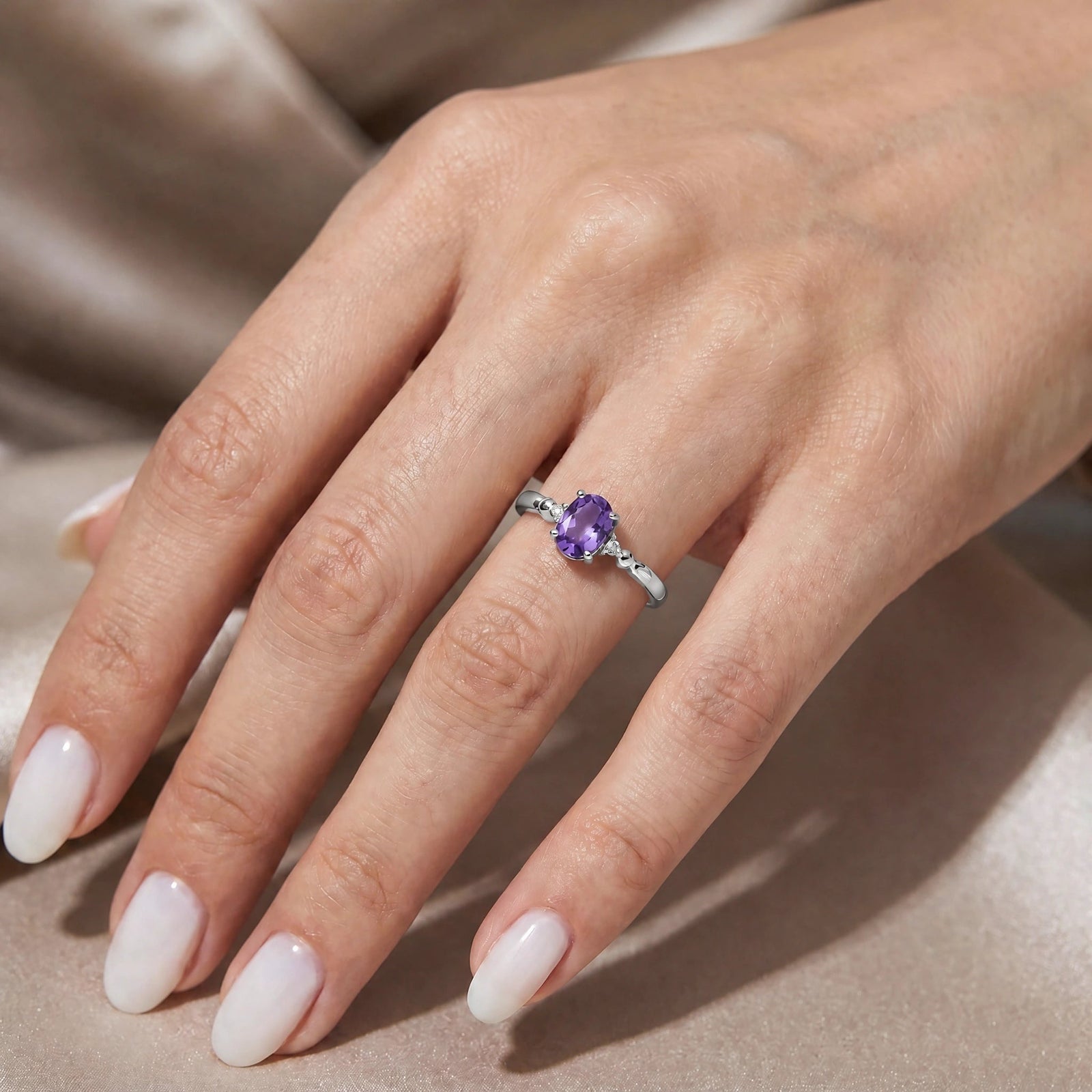 White Gold Diamond & Amethyst — Leontina