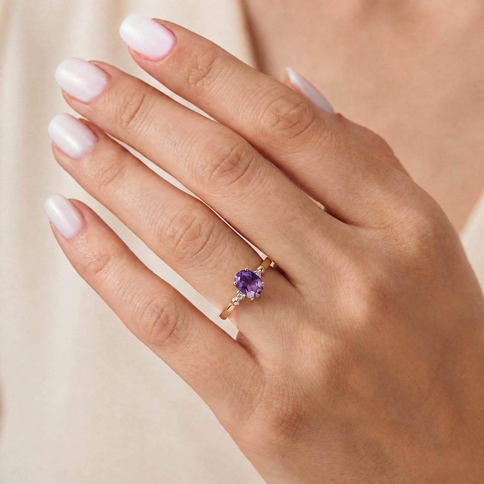 Yellow Gold Diamond & Amethyst — Leontina
