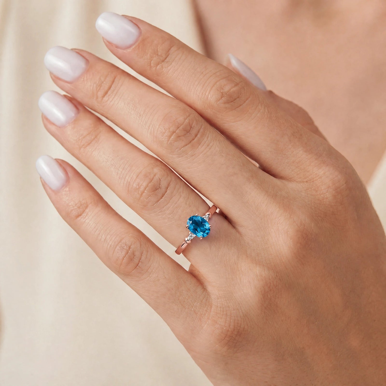 Rose Gold Diamond & Blue Topaz — Leontina