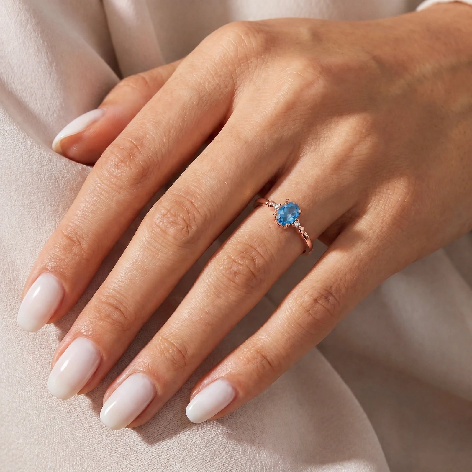 Rose Gold Diamond & Blue Topaz — Leontina