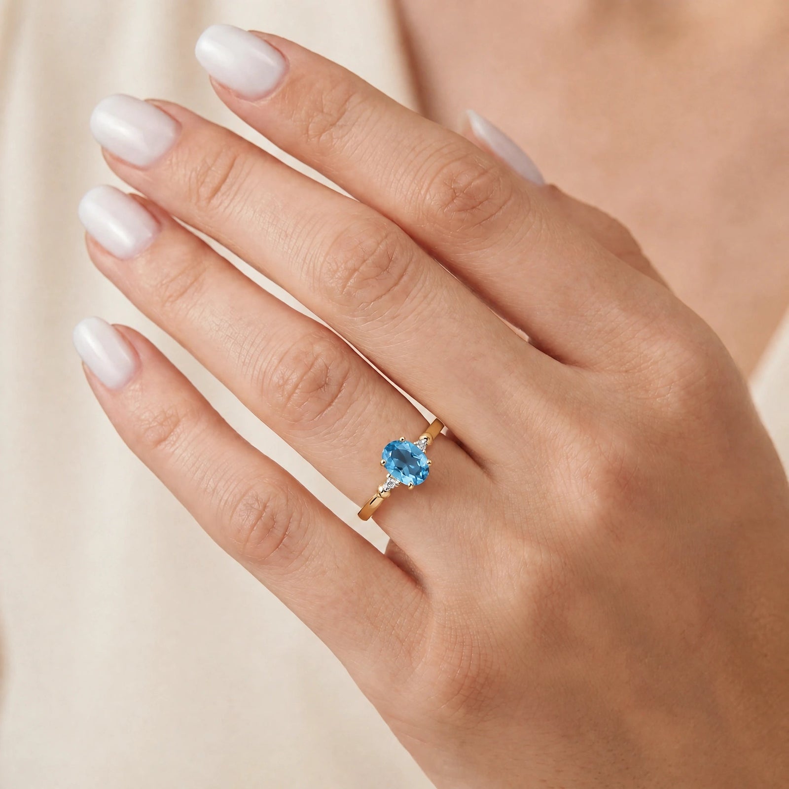 Yellow Gold Diamond & Blue Topaz — Leontina