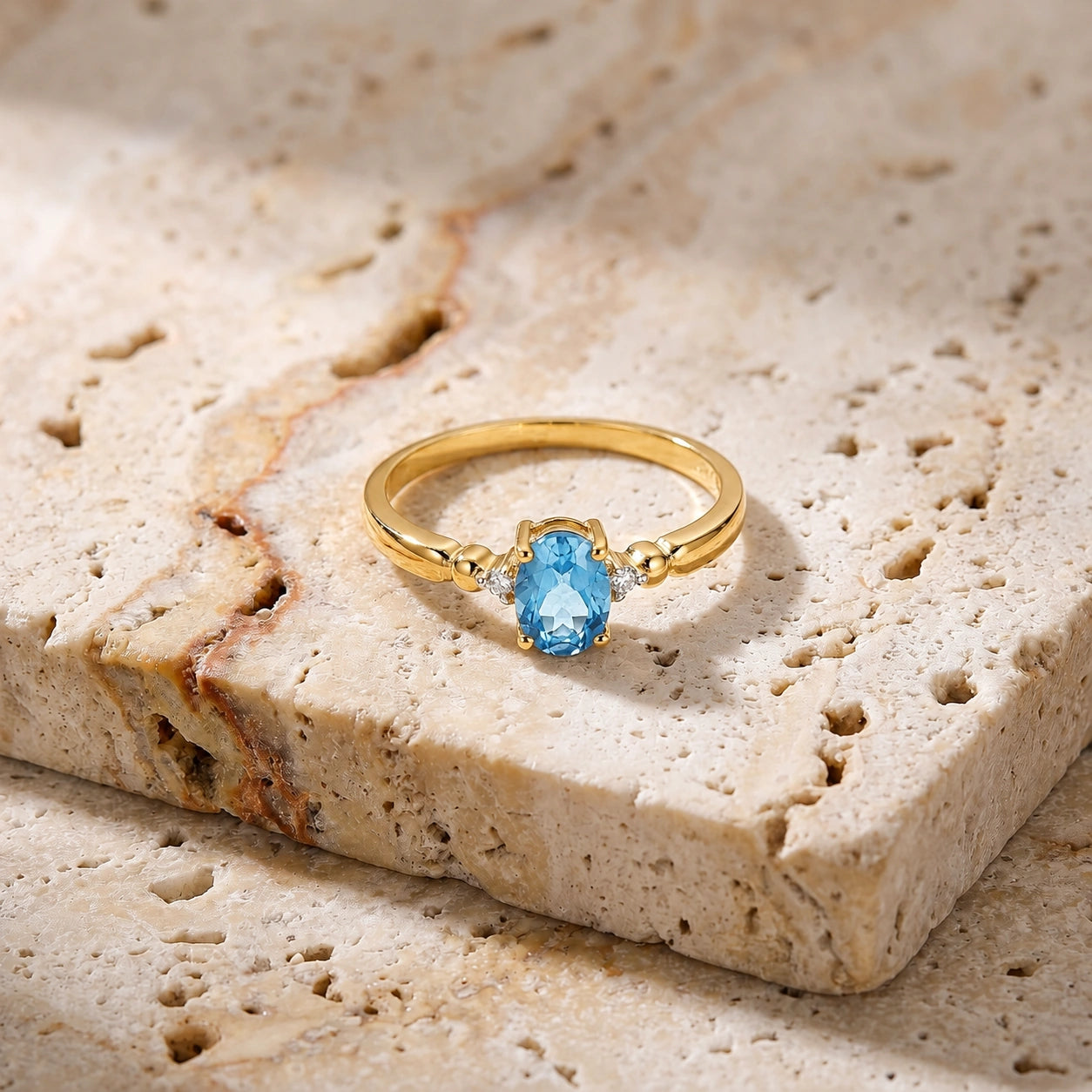 Yellow Gold Diamond & Blue Topaz — Leontina