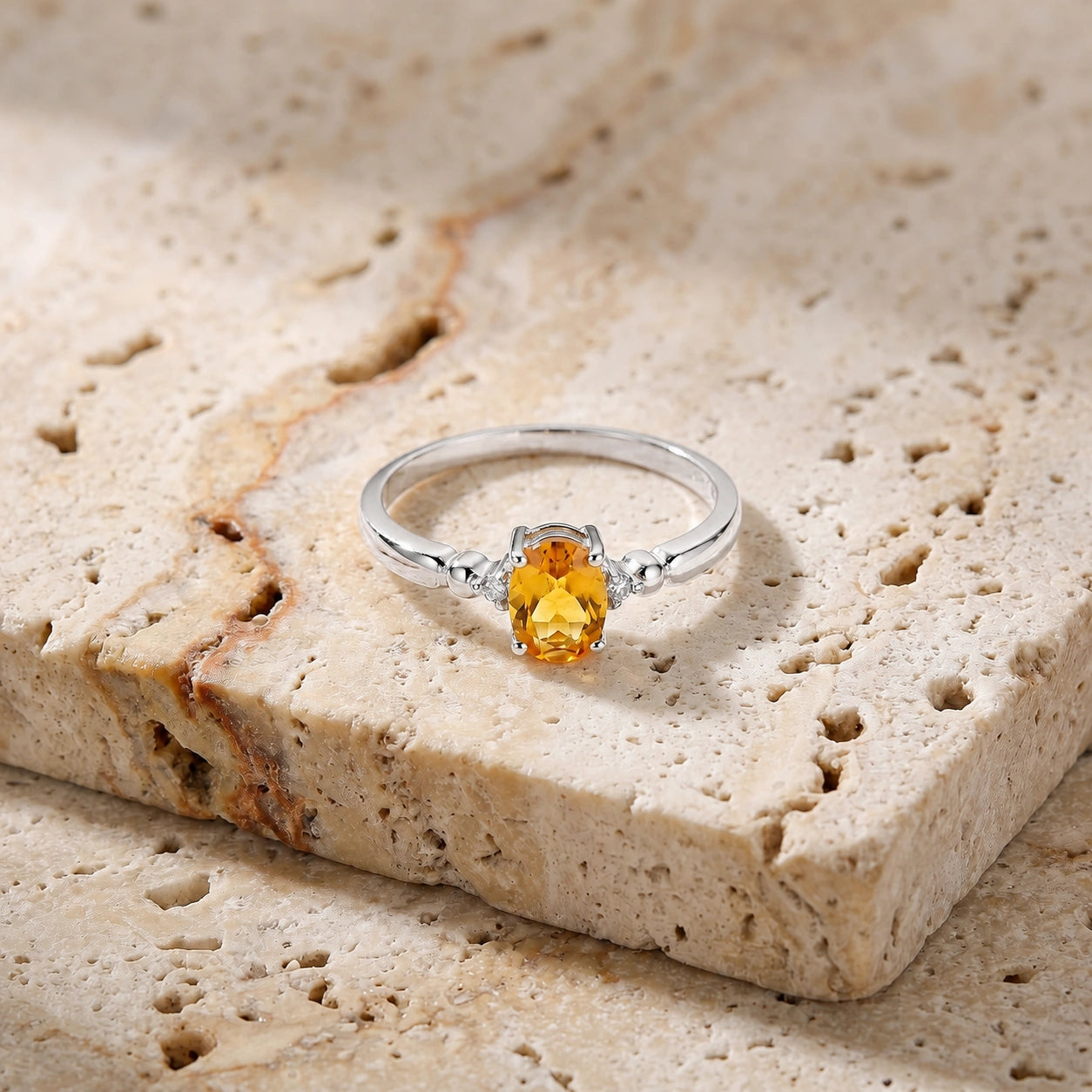 White Gold Diamond & Citrine — Leontina