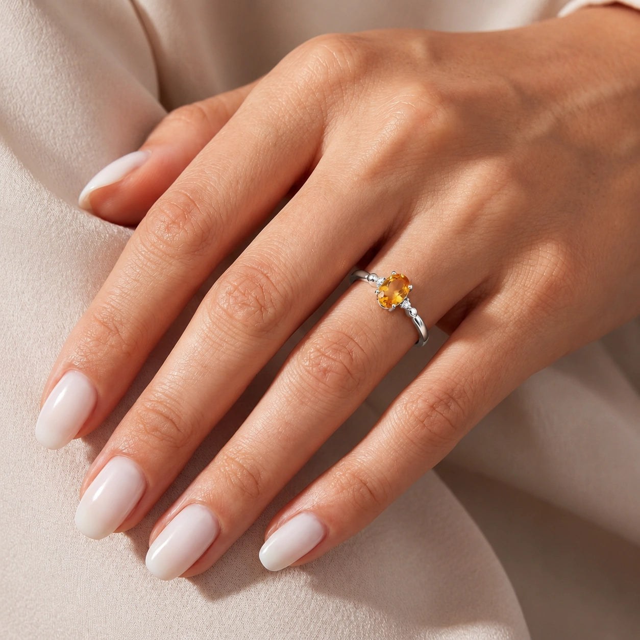White Gold Diamond & Citrine — Leontina