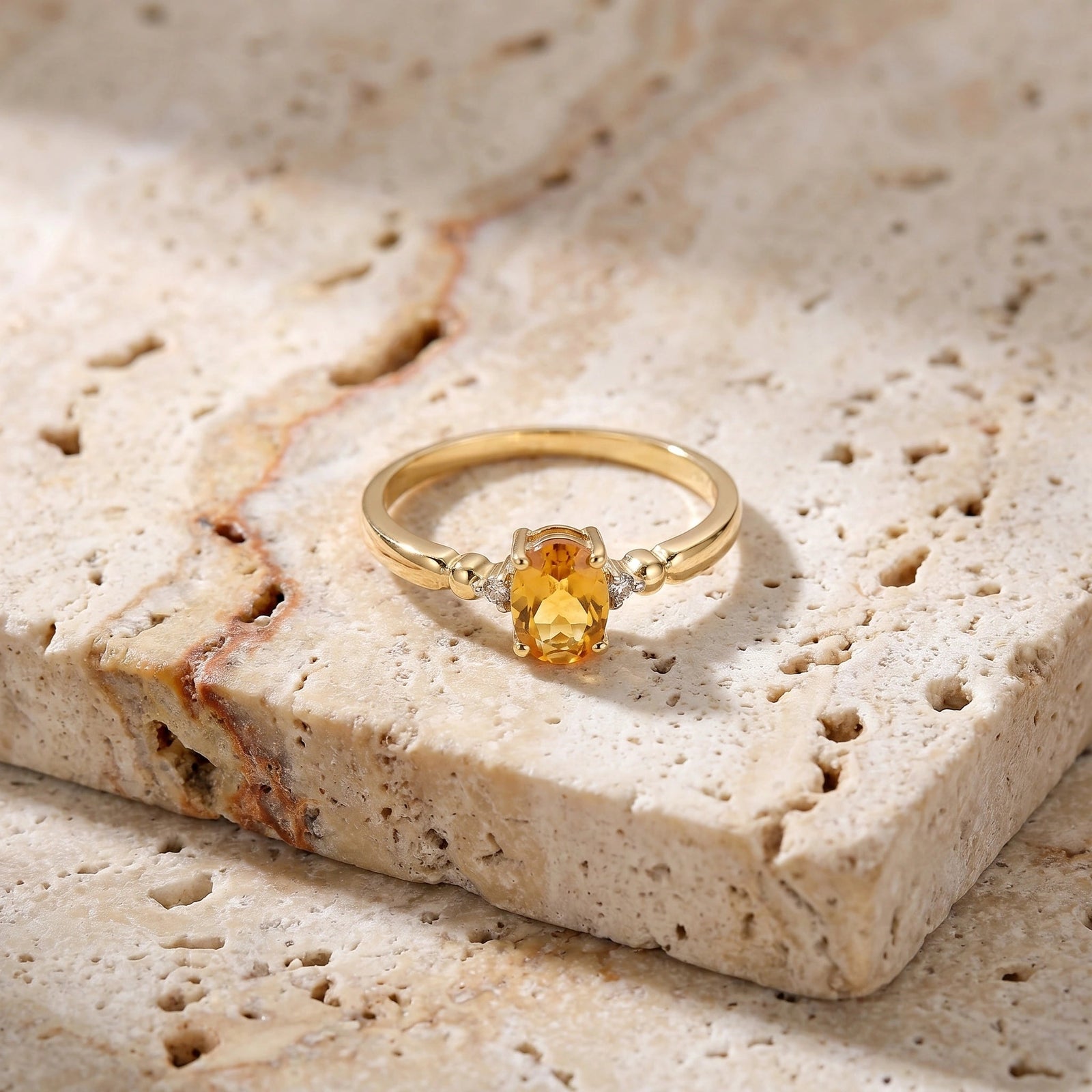 Yellow Gold Diamond & Citrine — Leontina