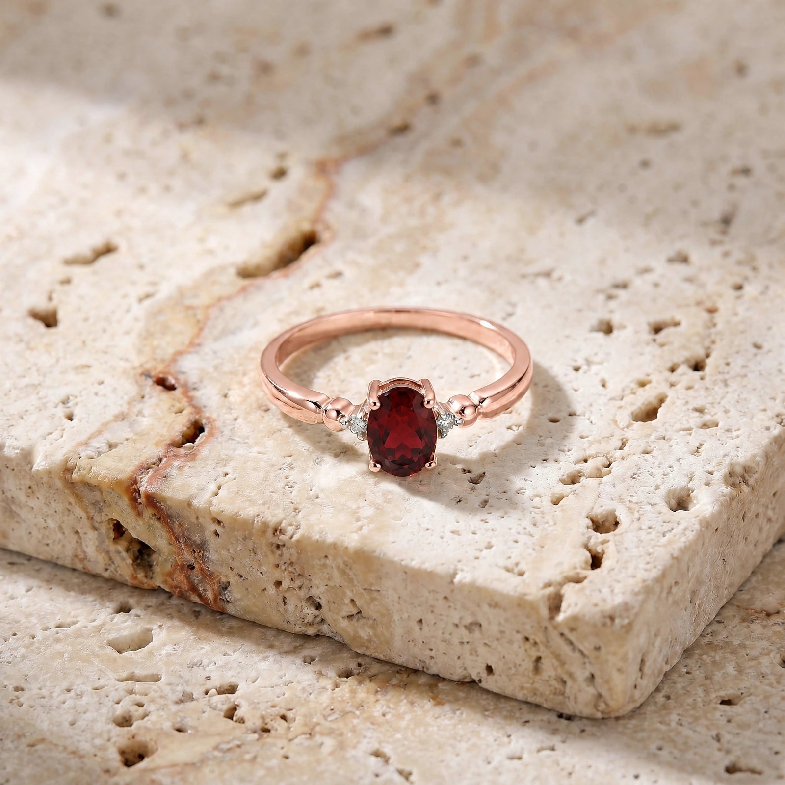 Rose Gold Diamond & Garnet — Leontina