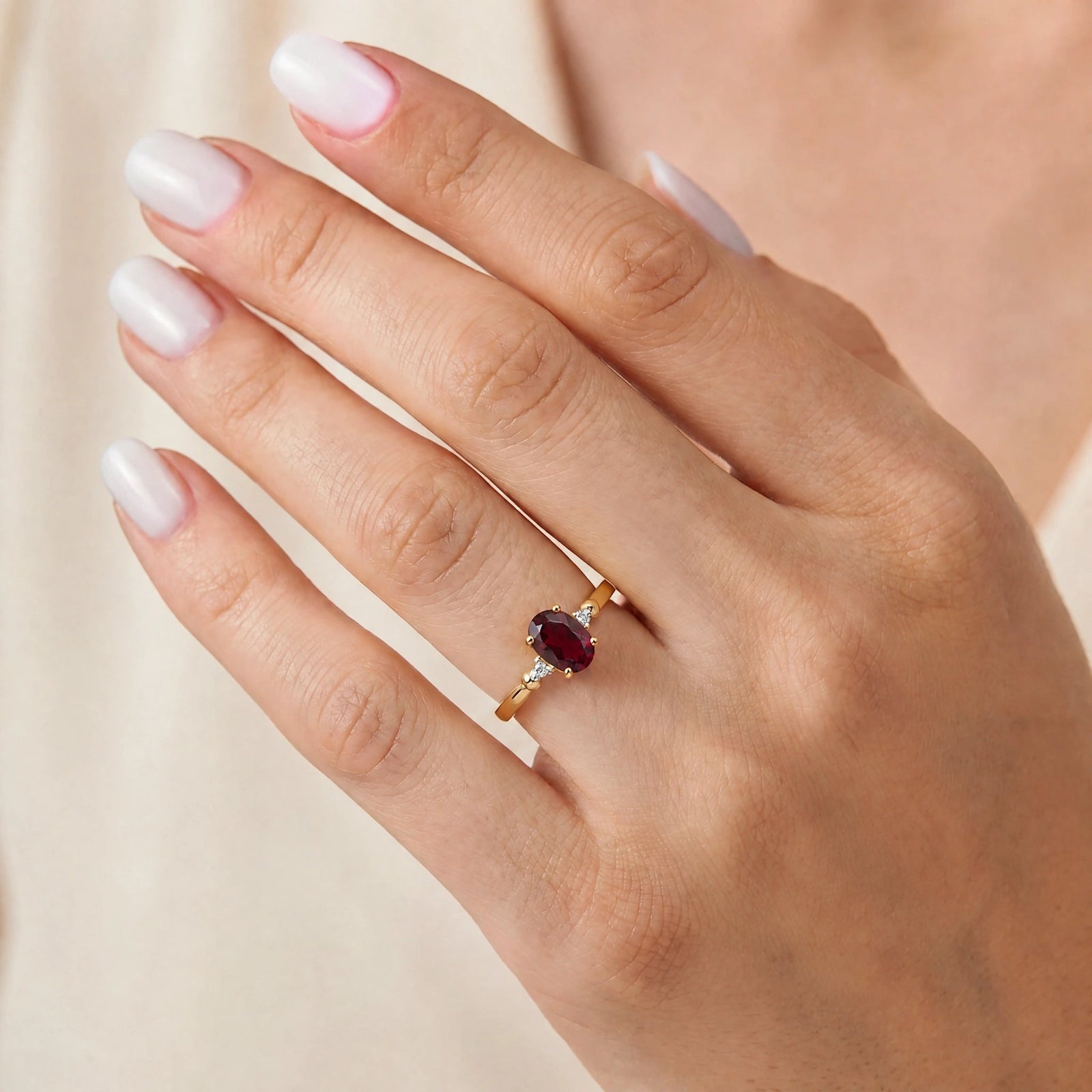 Yellow Gold Diamond & Garnet — Leontina